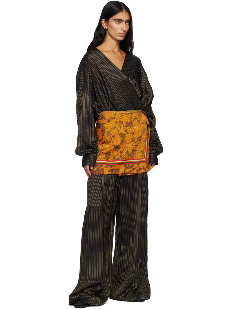Dries Van Noten Brown Striped Trousers outlook