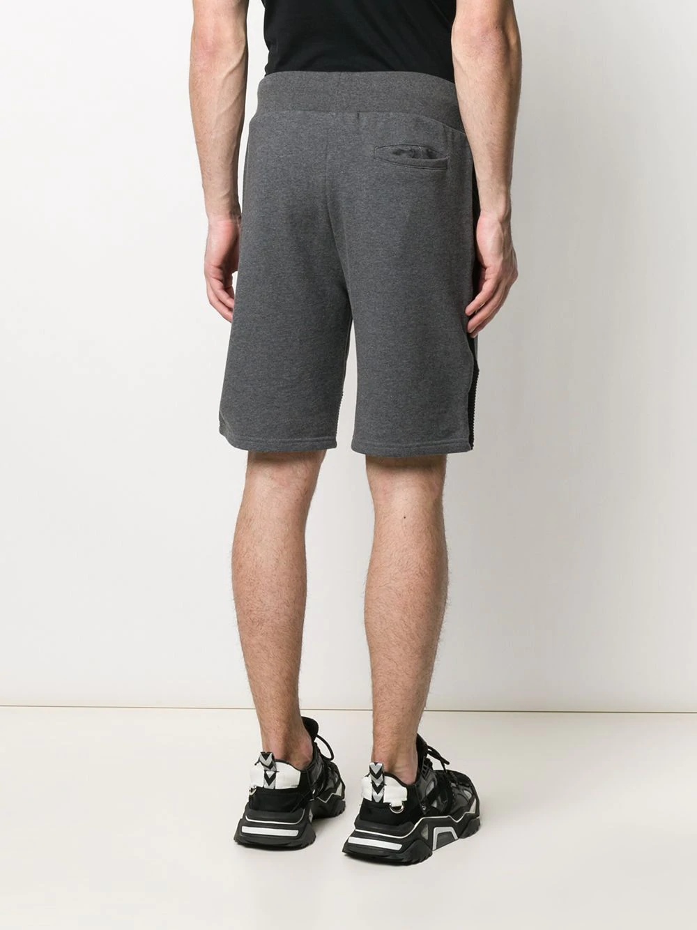 ribbed hem cotton track shorts - 4