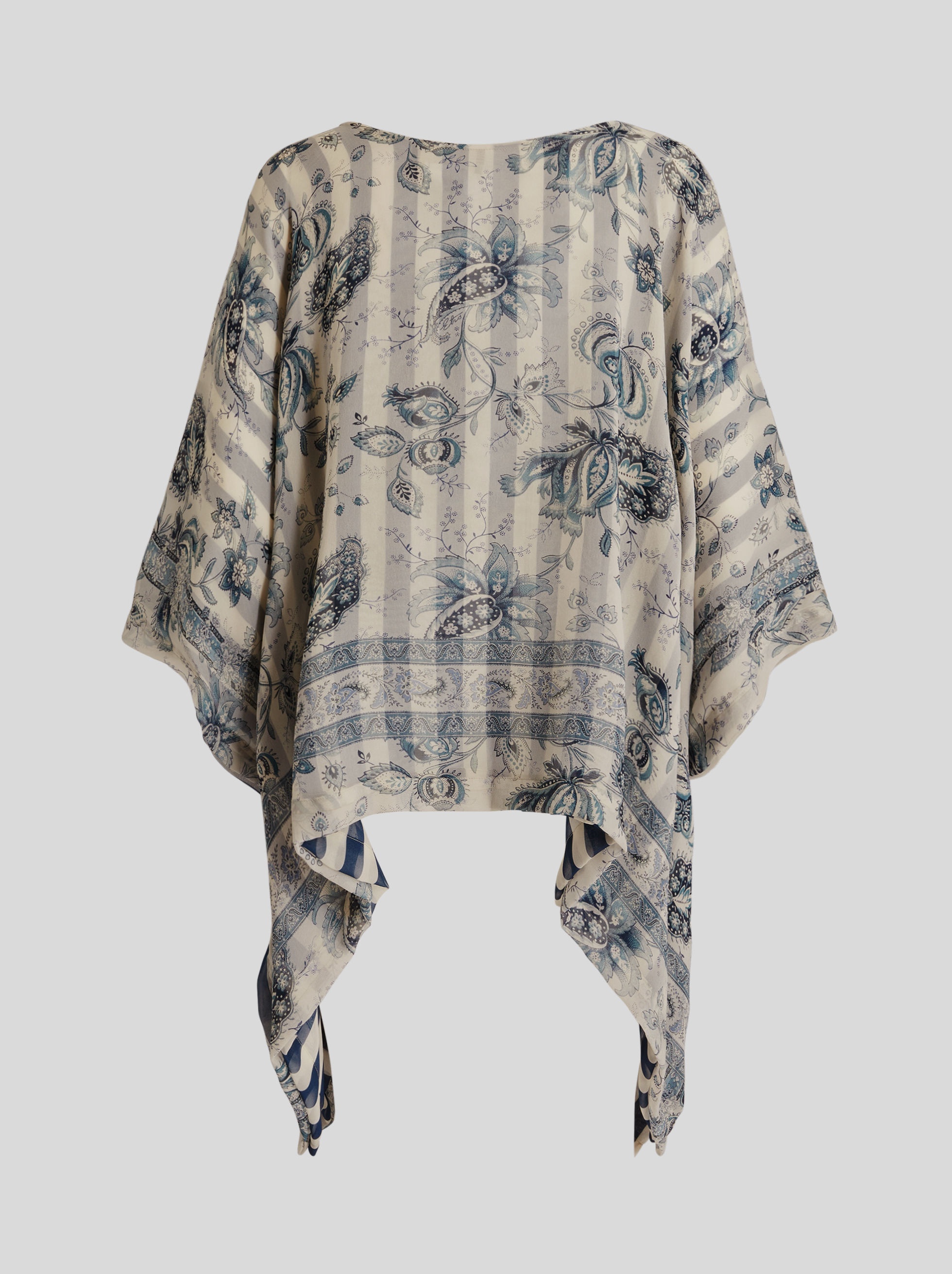 DOUBLE-SIDED SILK CHIFFON PONCHO - 6