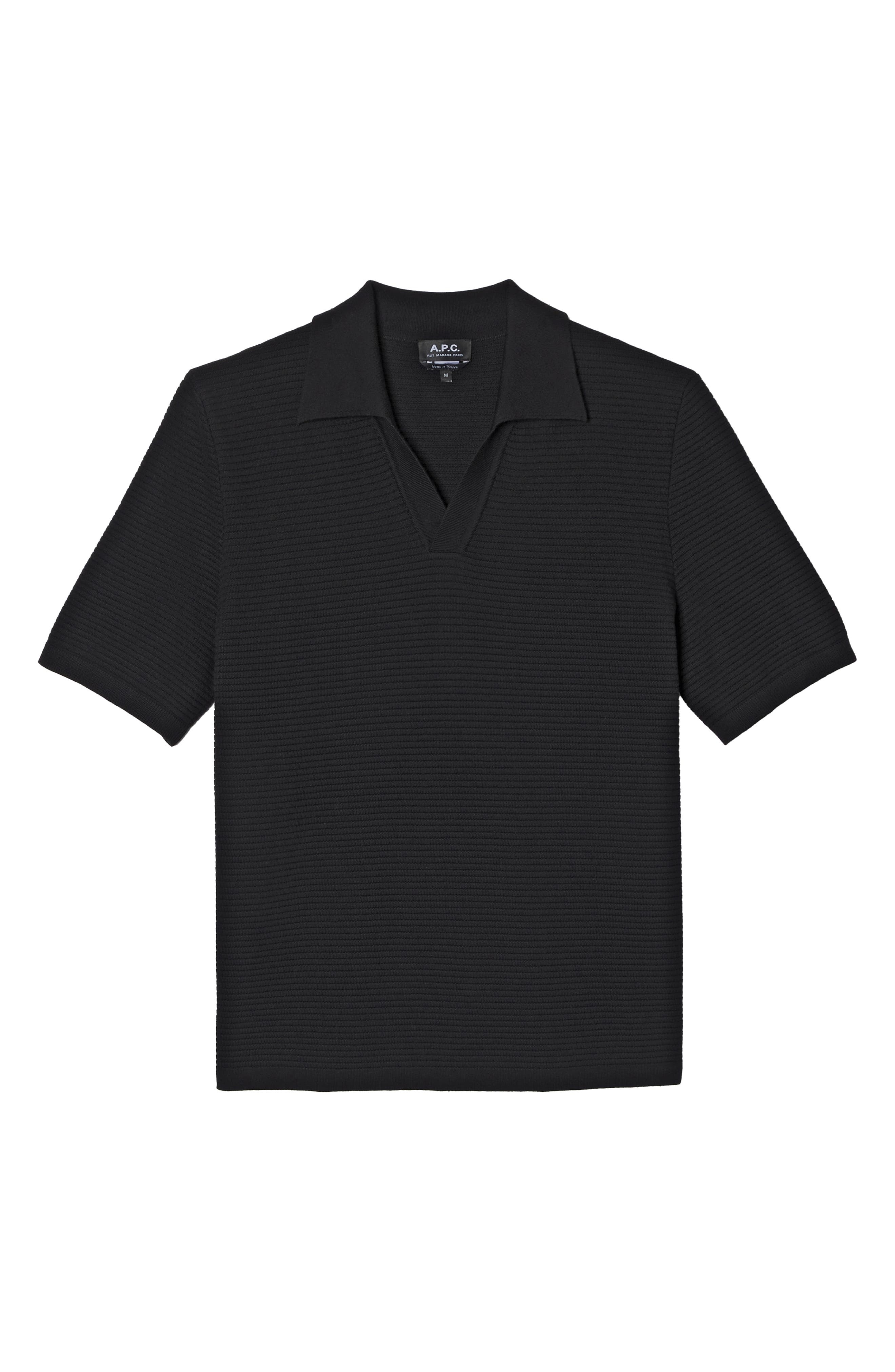 A.P.C. Livio Johnny Collar Polo in Lzz Black at Nordstrom - 4