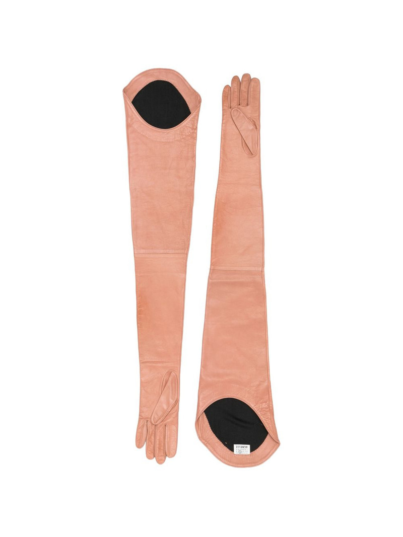 MM6 Maison Margiela stamped leather gloves outlook