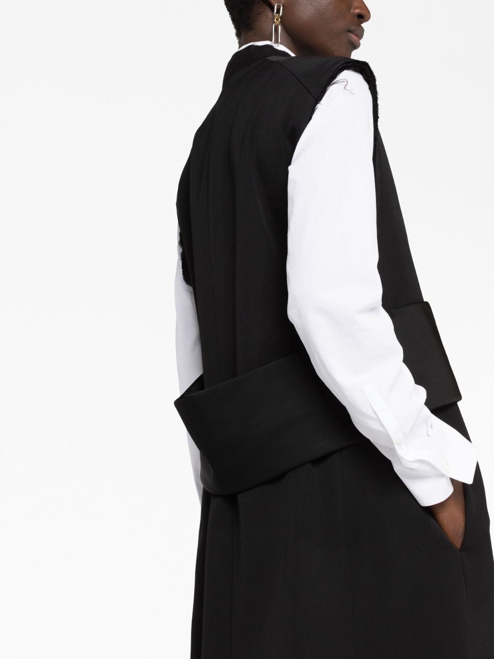 knee-length belted vest - 3