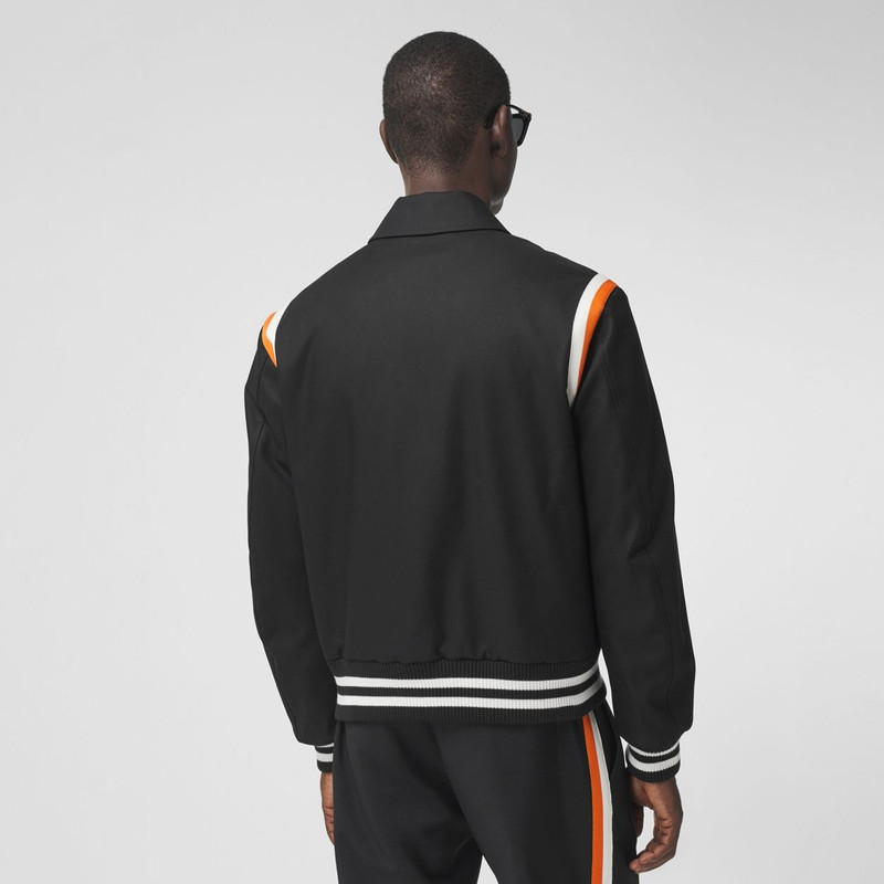 Embroidered Logo Cotton Gabardine Bomber Jacket 4