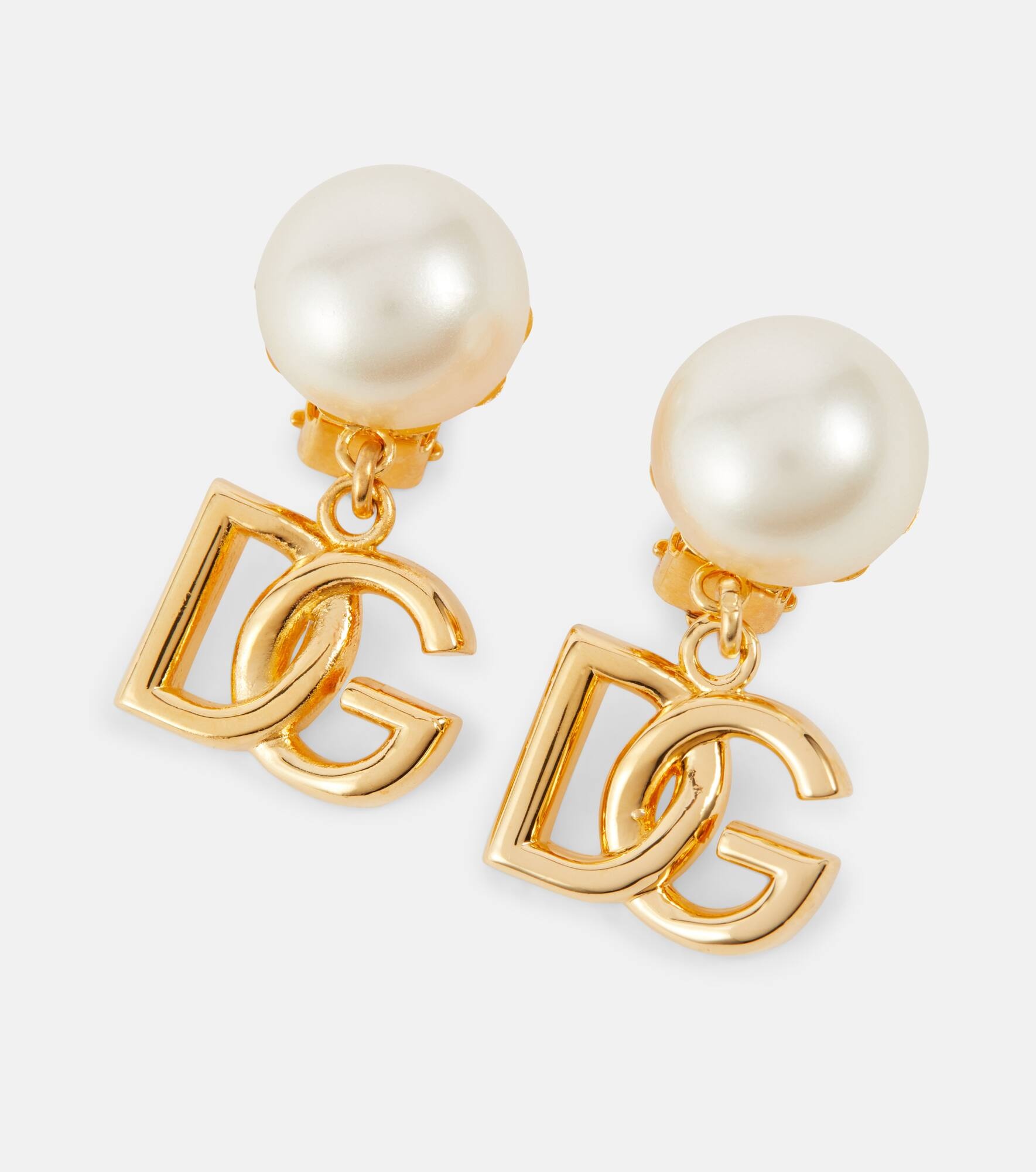 Logo faux pearl earrings - 4
