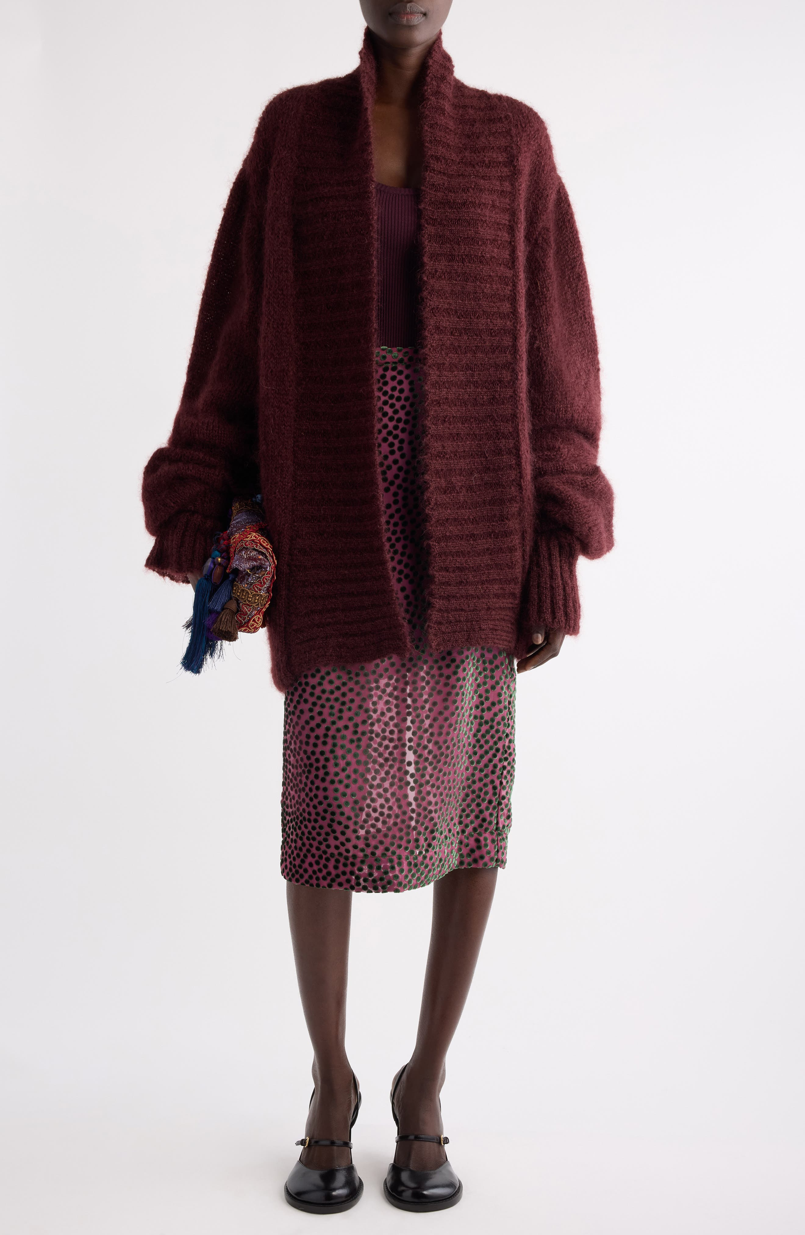Dries Van Noten Sokna Burnout Polka Dot Skirt in Dark Pink at Nordstrom - 2