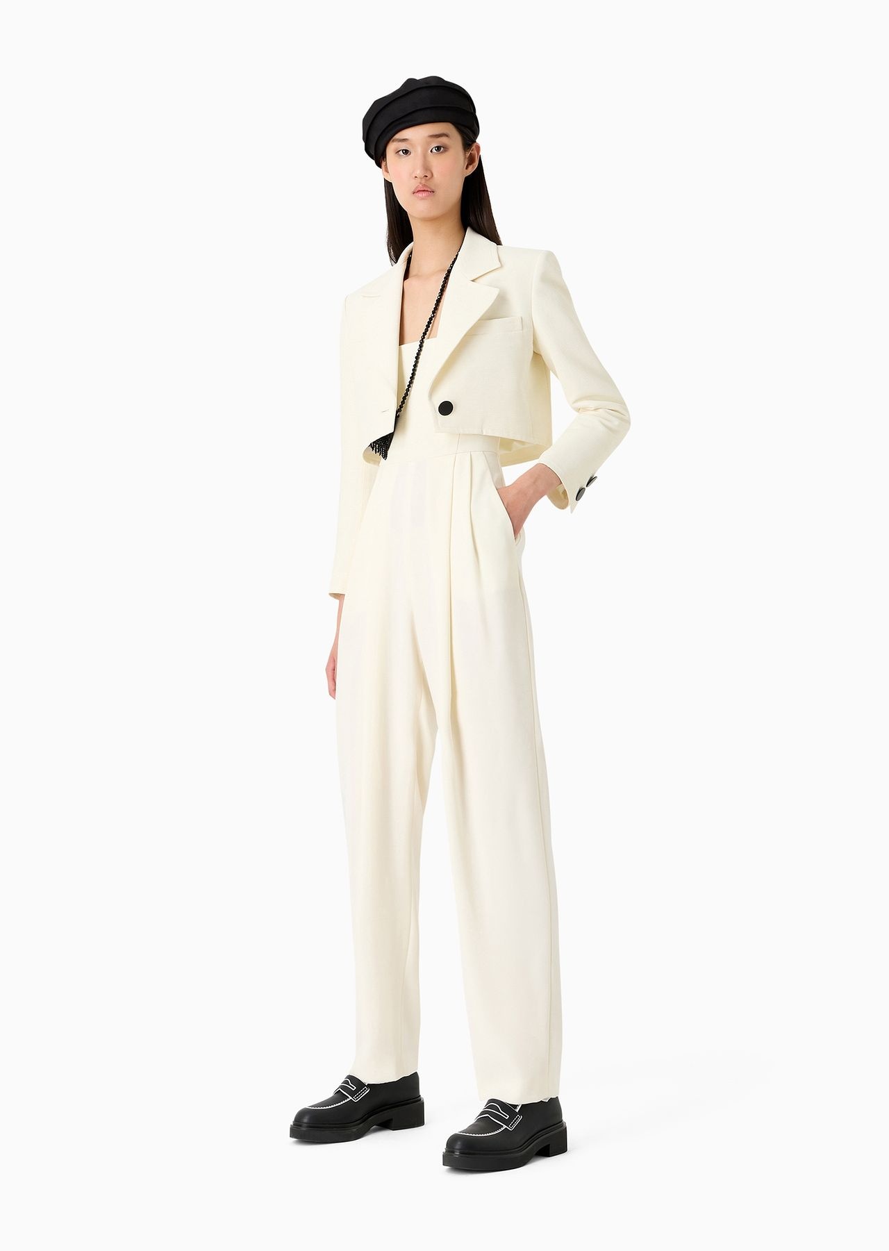 Techno cady jumpsuit with strapless bodice in ottoman fabric - 4