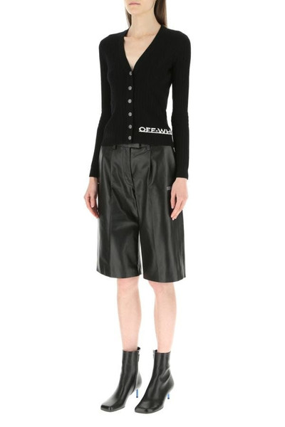 Off-White Black leather bermuda shorts outlook