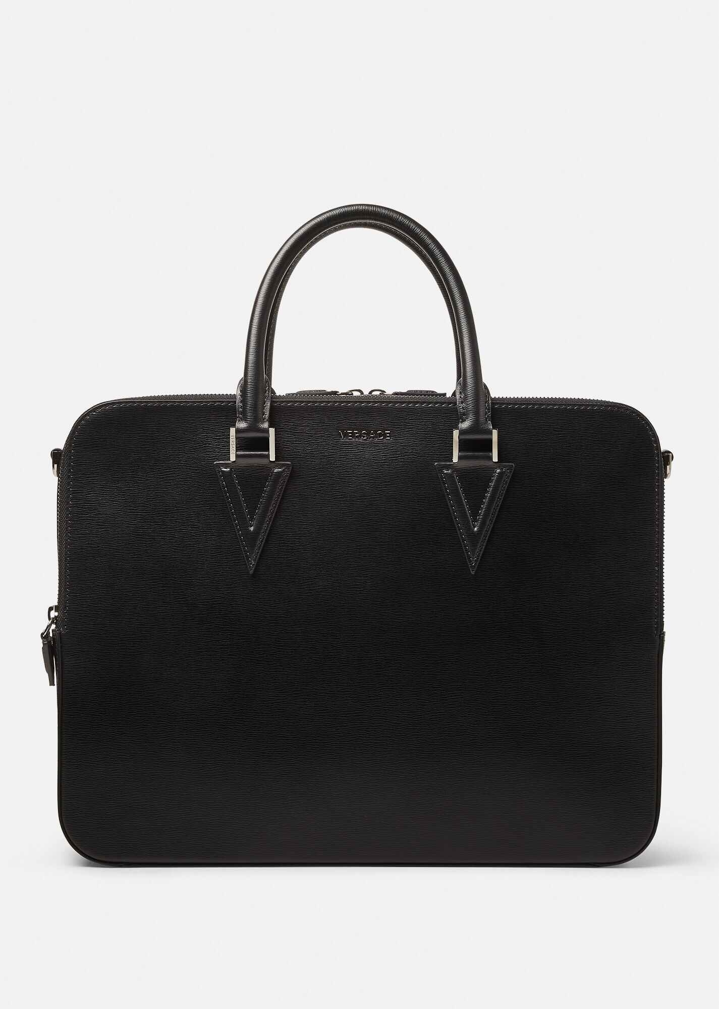 V Leather Briefcase - 1