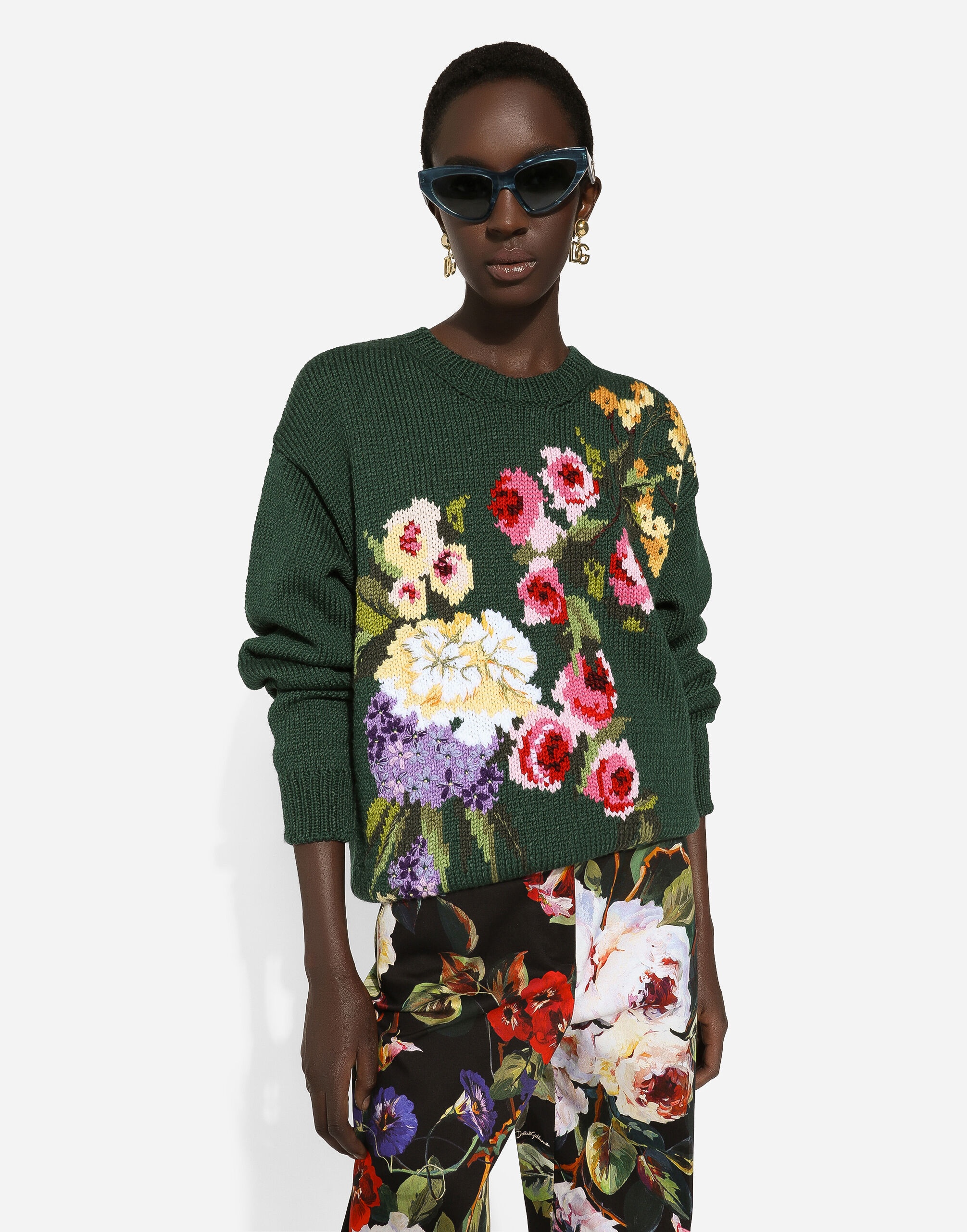 Wool sweater with floral intarsia - 4