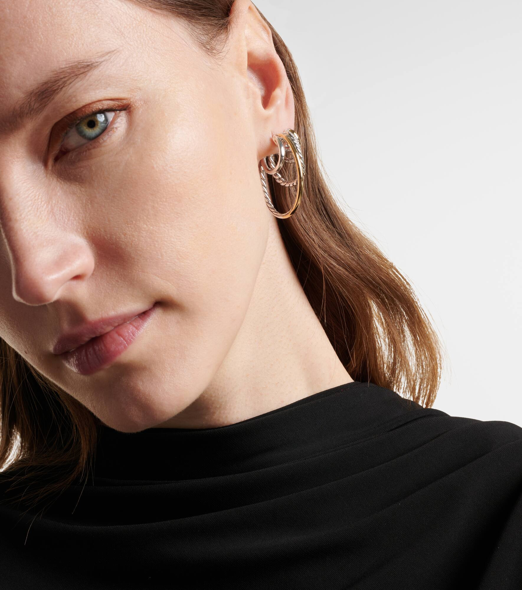 DY Mercer® 18kt gold and silver earrings with diamonds - 2