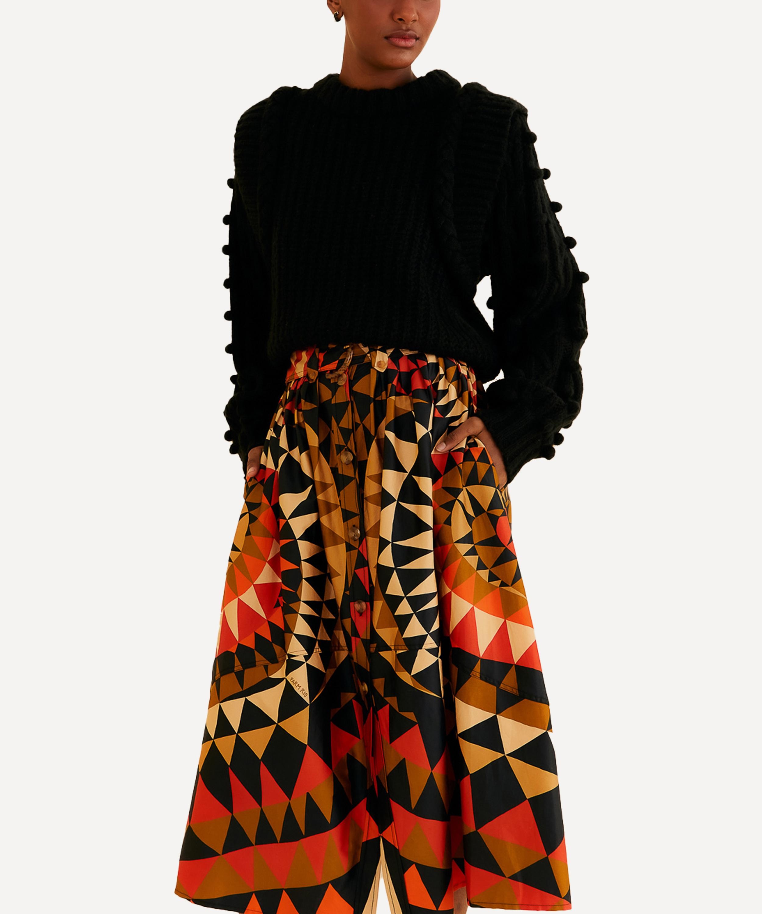 Black Heart Deco Button Down Midi-Skirt - 4