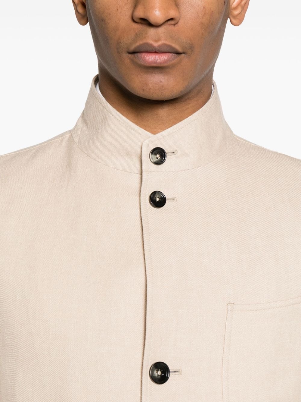 linen-blend shirt jacket - 5