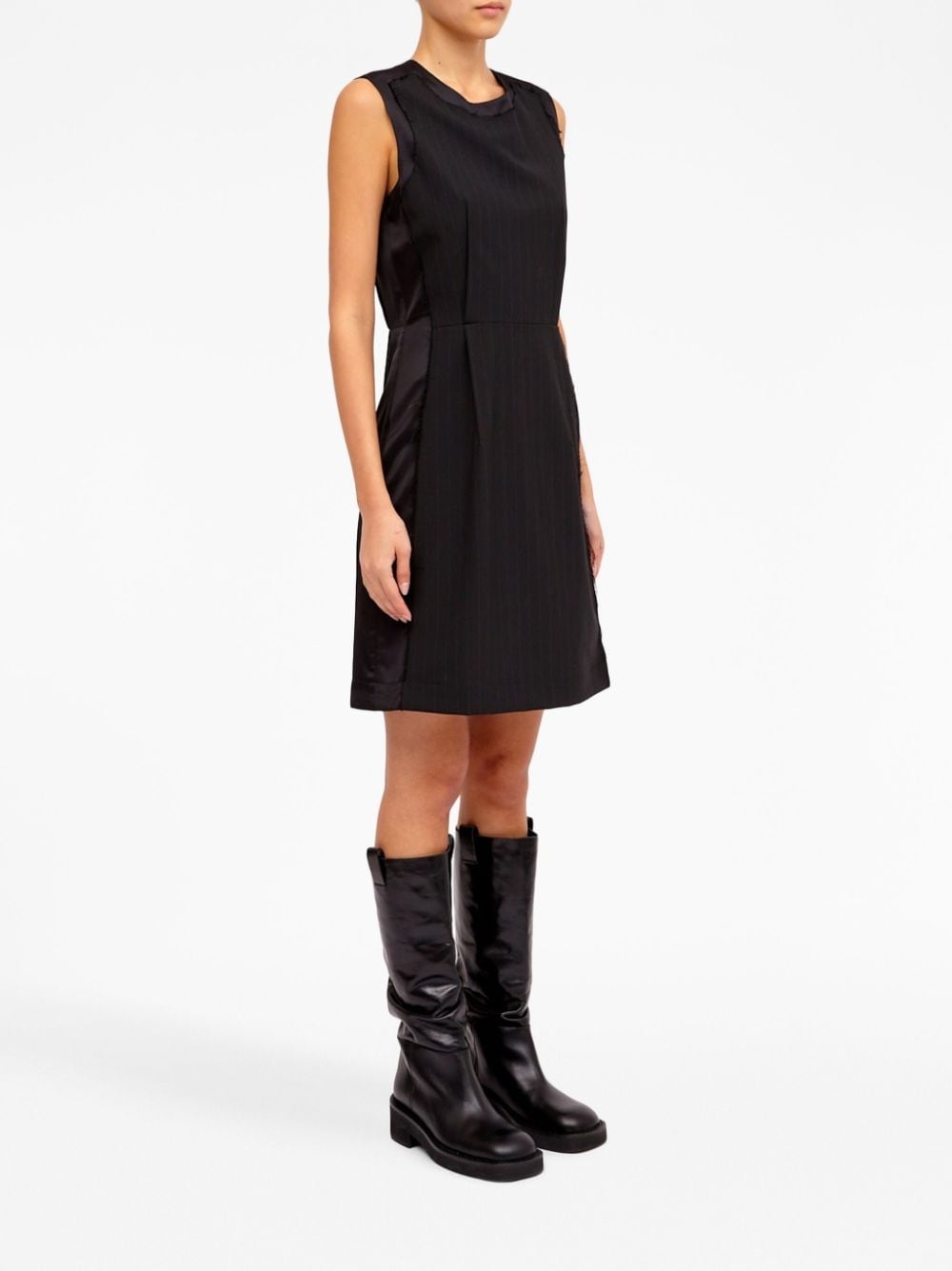 pinstripe-pattern deconstructed minidress - 3