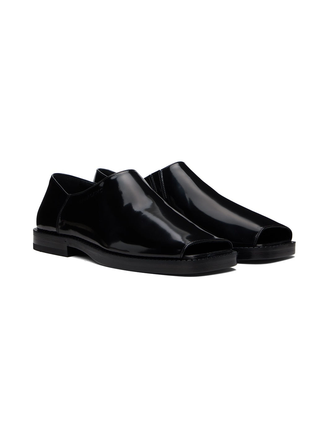 Black Open Toe Loafers - 4