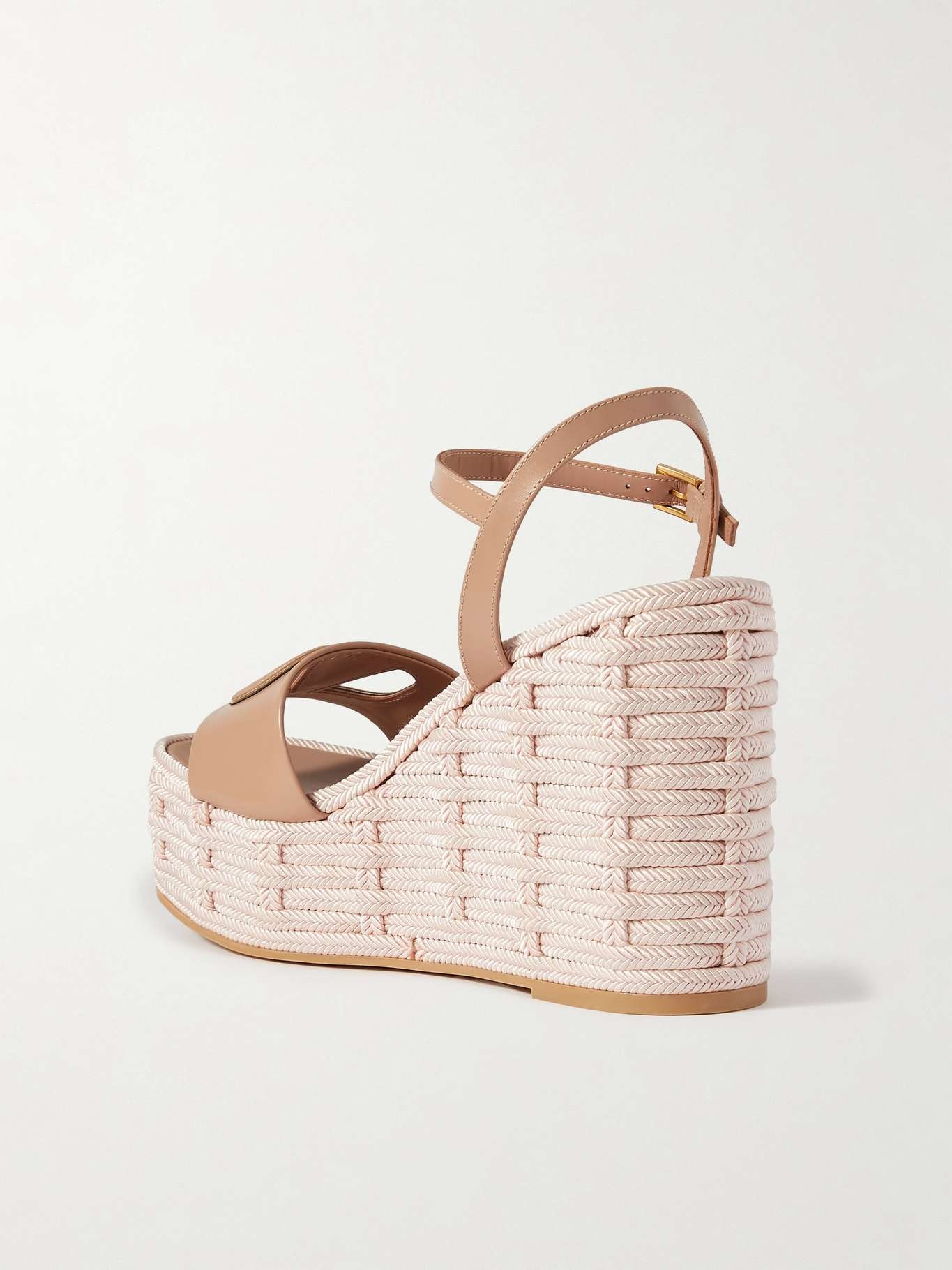 VLOGO cutout leather wedge sandals - 3