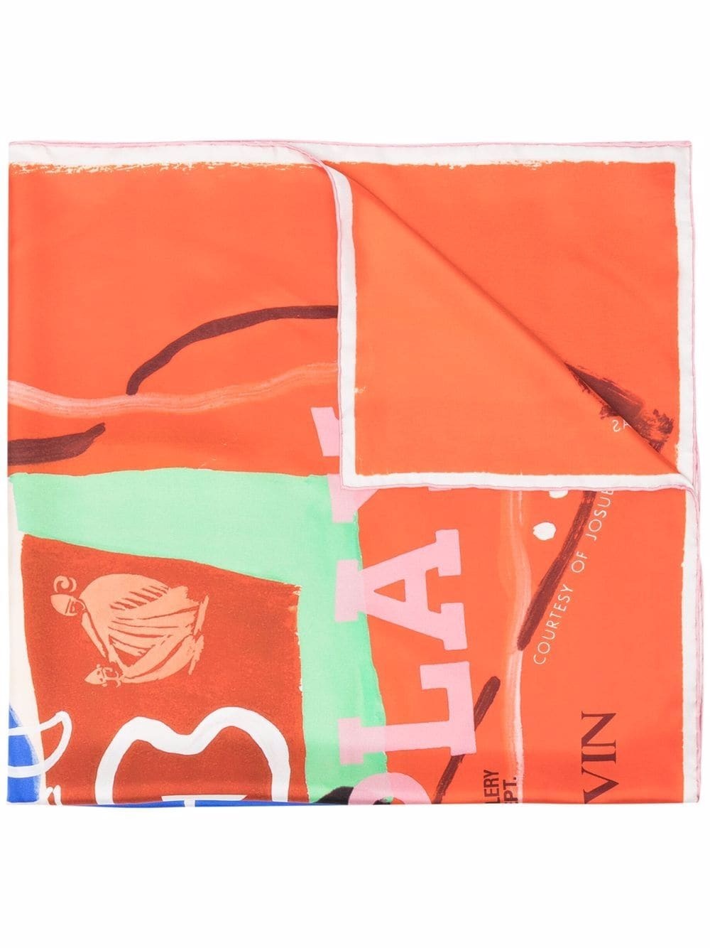 logo-print silk scarf - 1