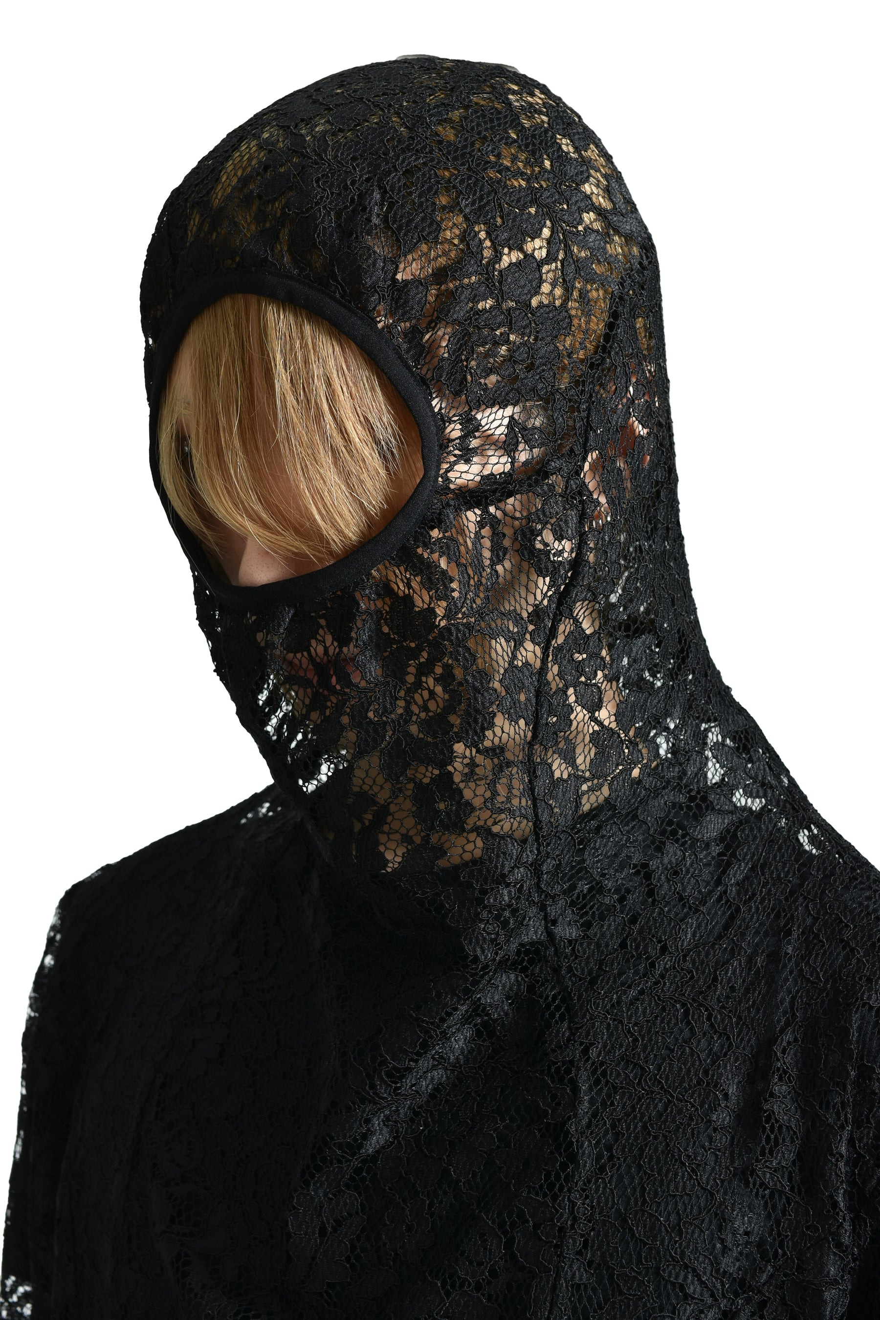 DRAPED LACE HOODIE / BLK - 4