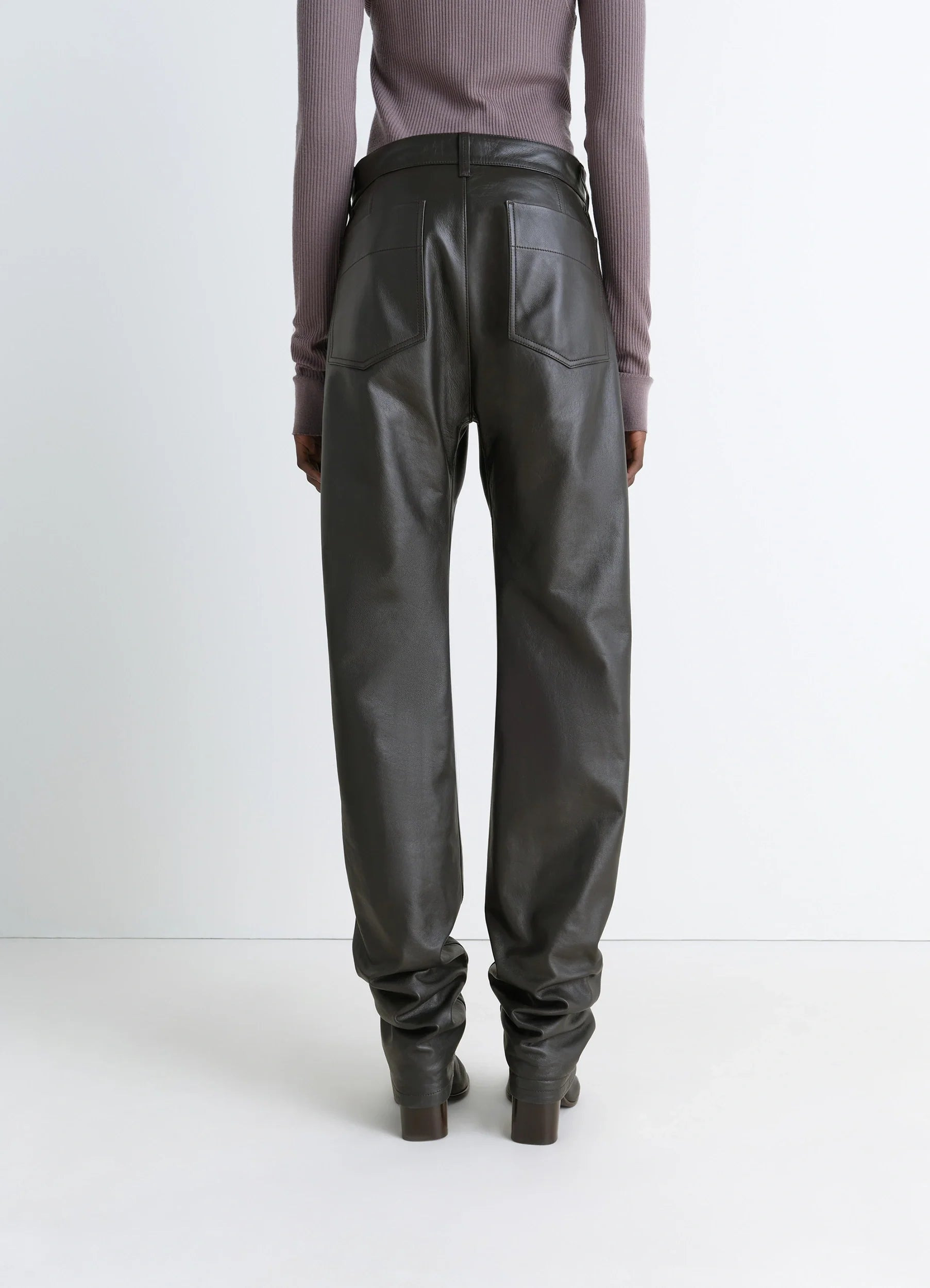 LEATHER FIVE POCKETS TWISTED PANTS - 5