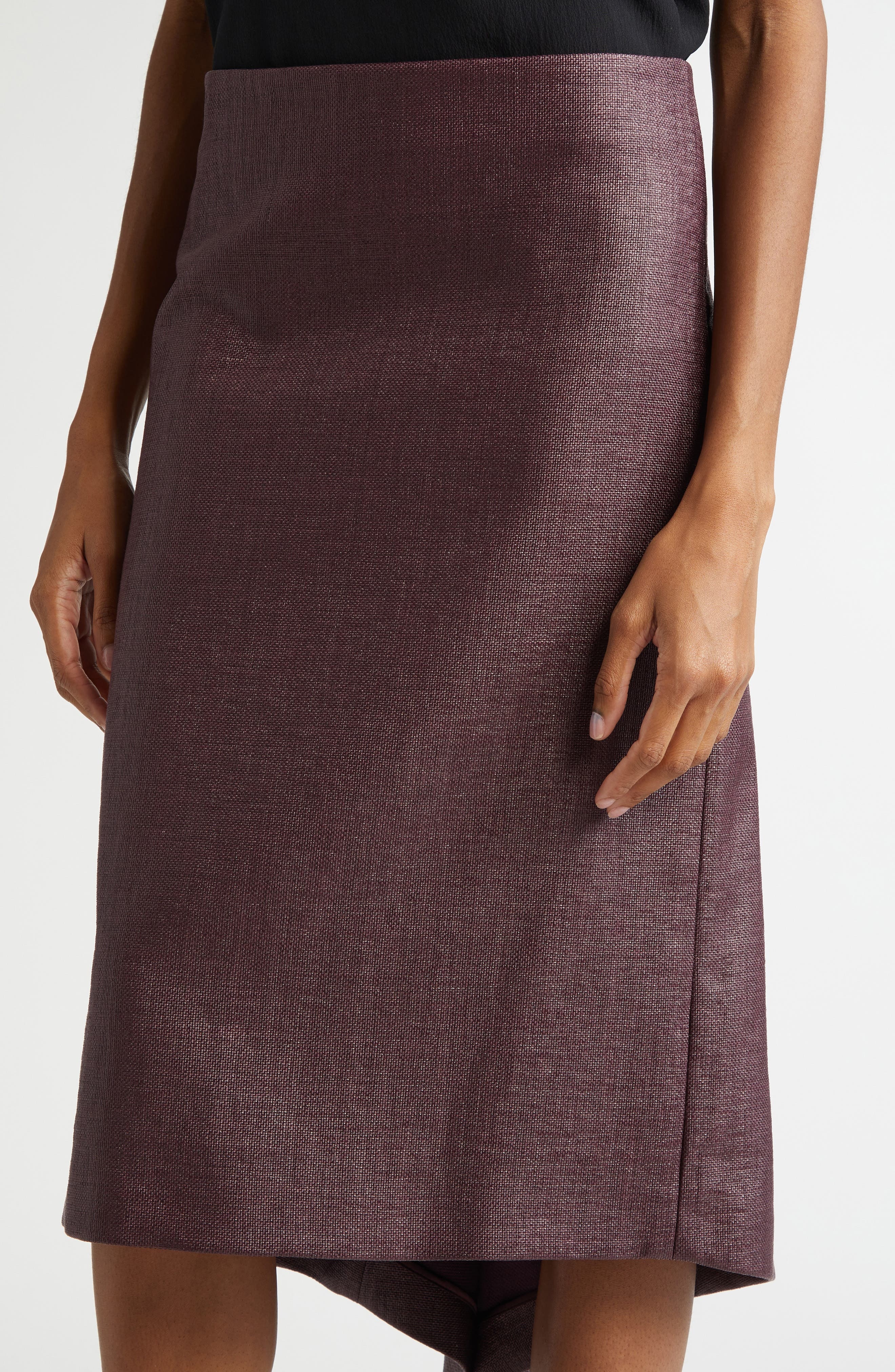 FERRAGAMO Asymmetric Cascade Detail Skirt in Oxblood at Nordstrom - 5