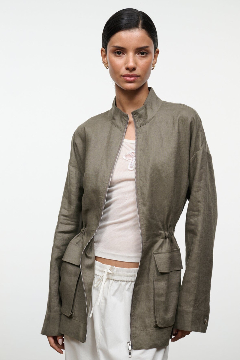 STAUD REED LINEN JACKET THYME 4