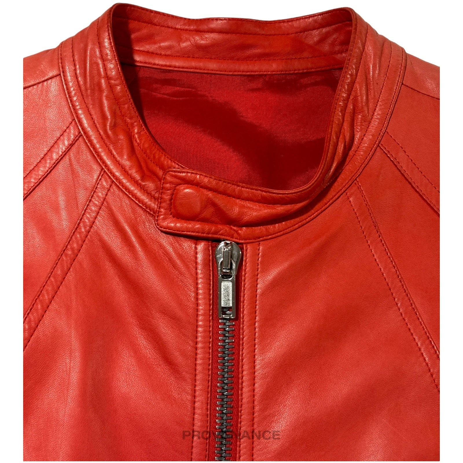 Rick Owens Walrus Intarsia Leather Jacket - 50 Red - 6