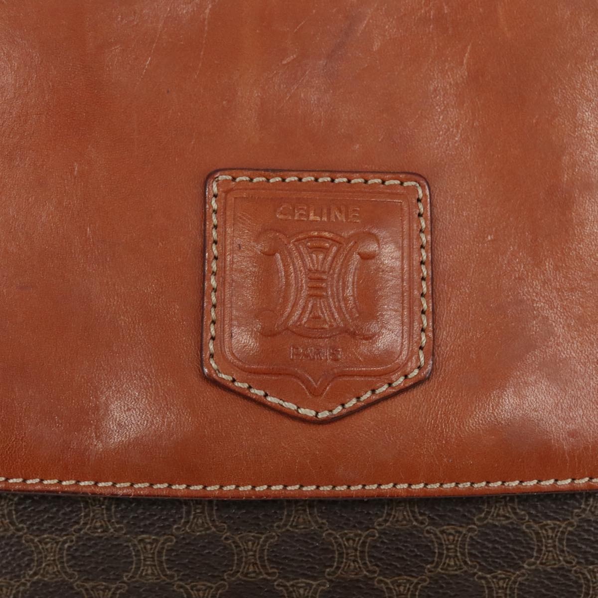 CELINE Macadam Canvas Shoulder Bag Pvc Leather Brown Gold - 15