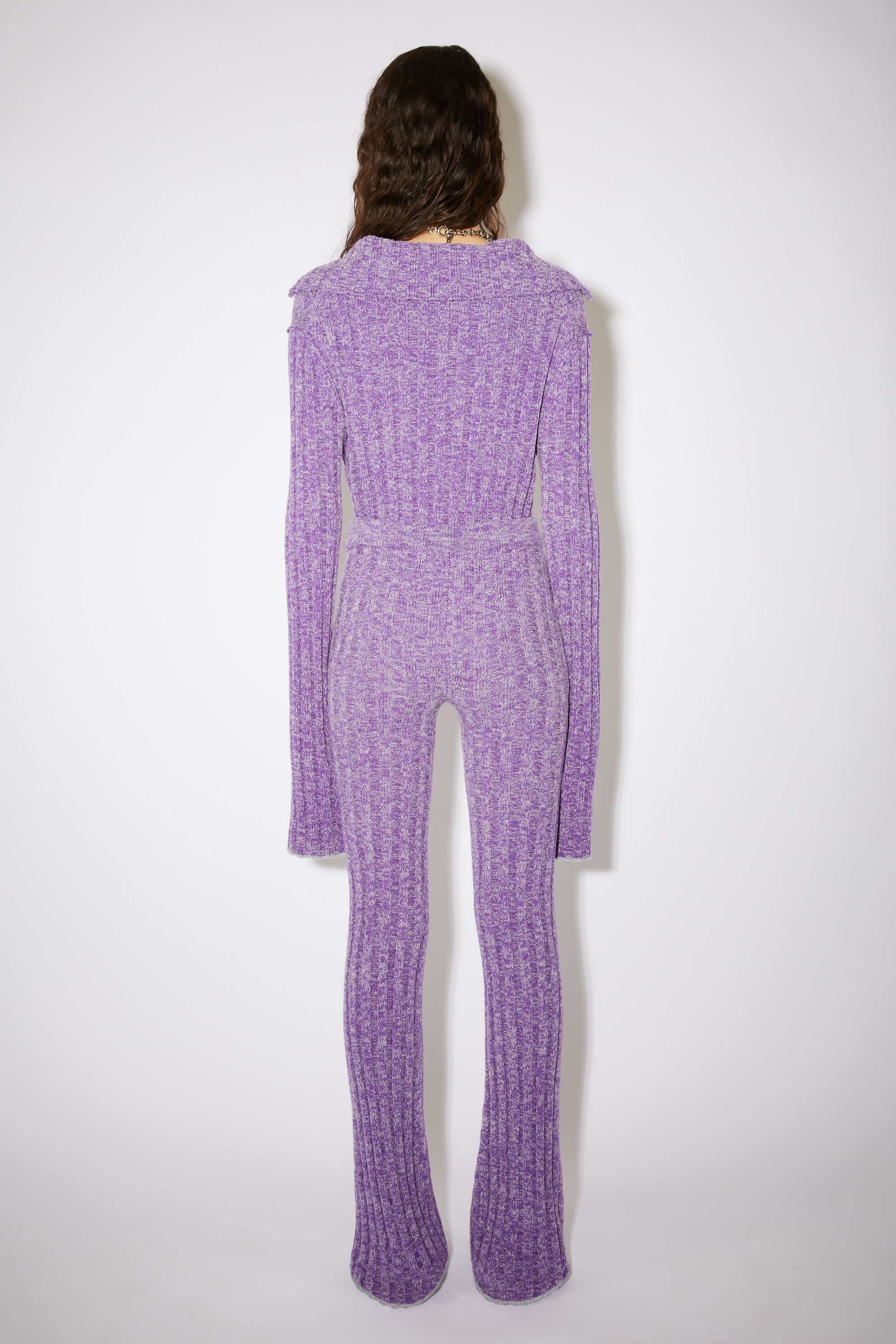 Ribbed knit trousers - Purple/grey - 3