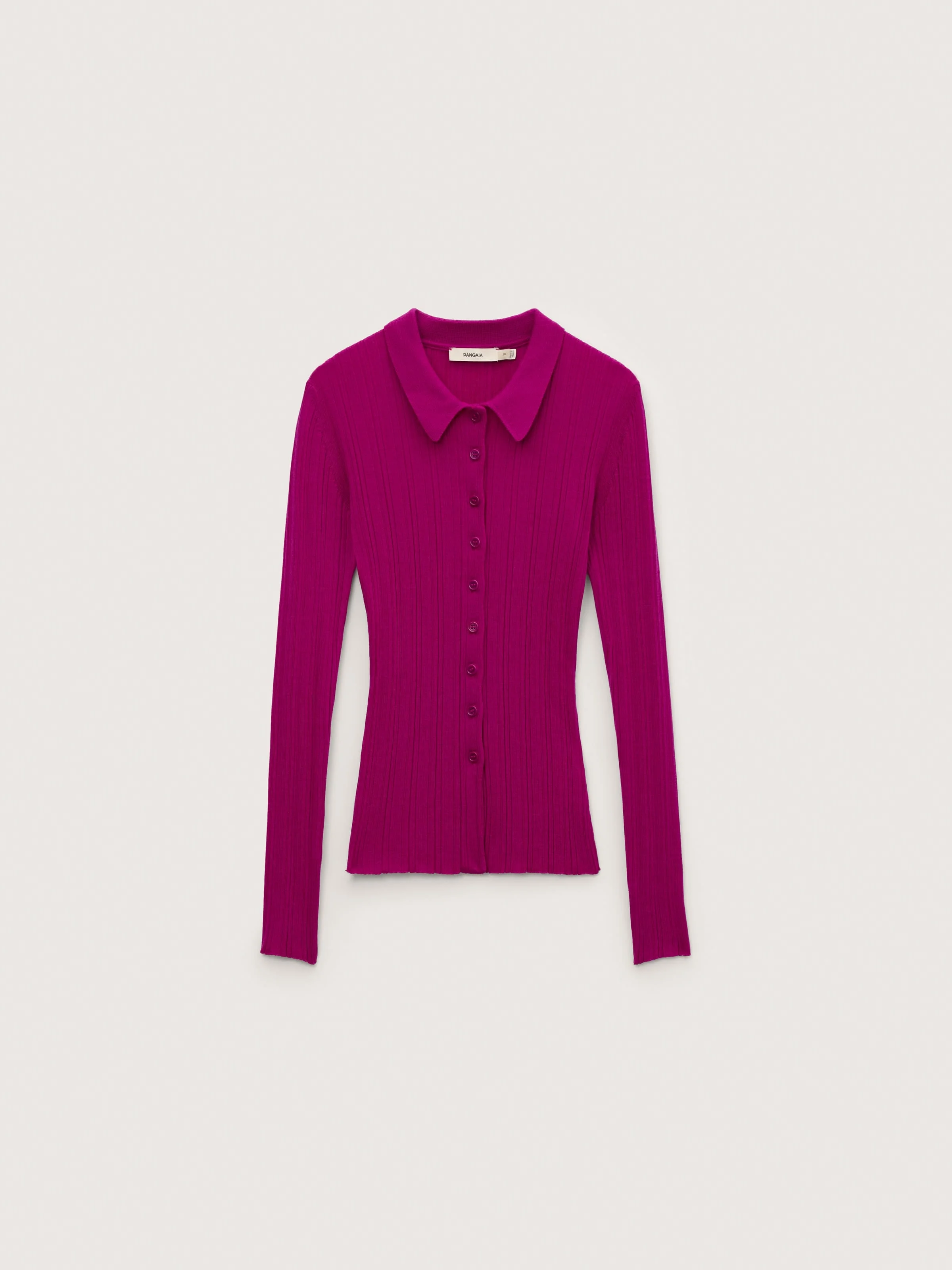 Womens Merino Wool Button Up Top - Festival Fuchsia - 1