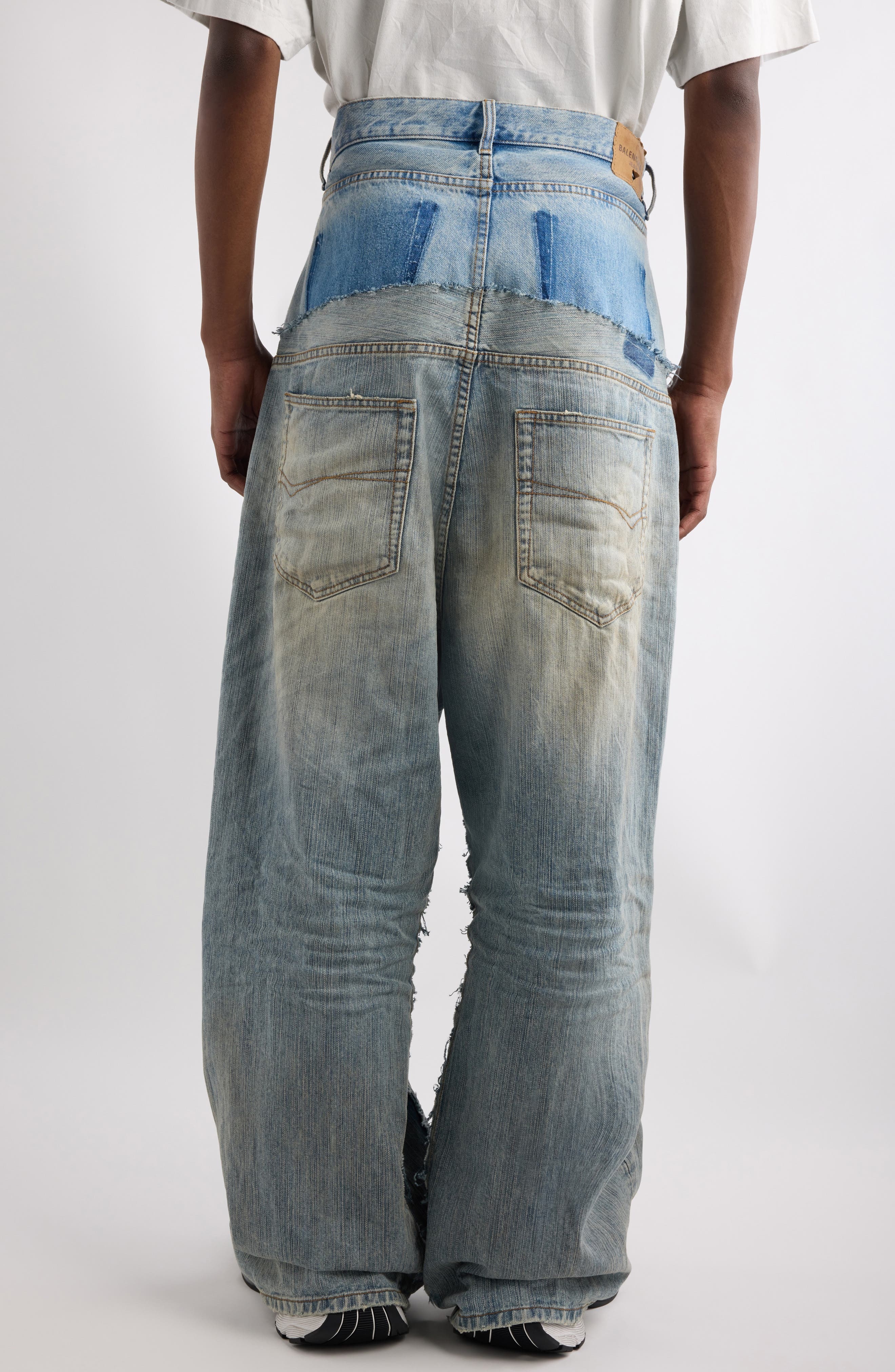 Balenciaga Distressed Layered Jeans in 3969 Iced/Stained at Nordstrom - 3