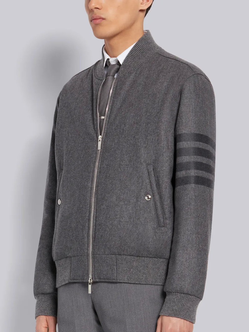 Medium Grey Tech Down Wool Flannel Tonal 4-Bar Relaxed Blouson Jacket 3