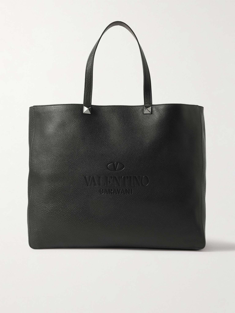 Valentino Garavani Reversible Logo-Debossed Full-Grain Leather Tote Bag 1