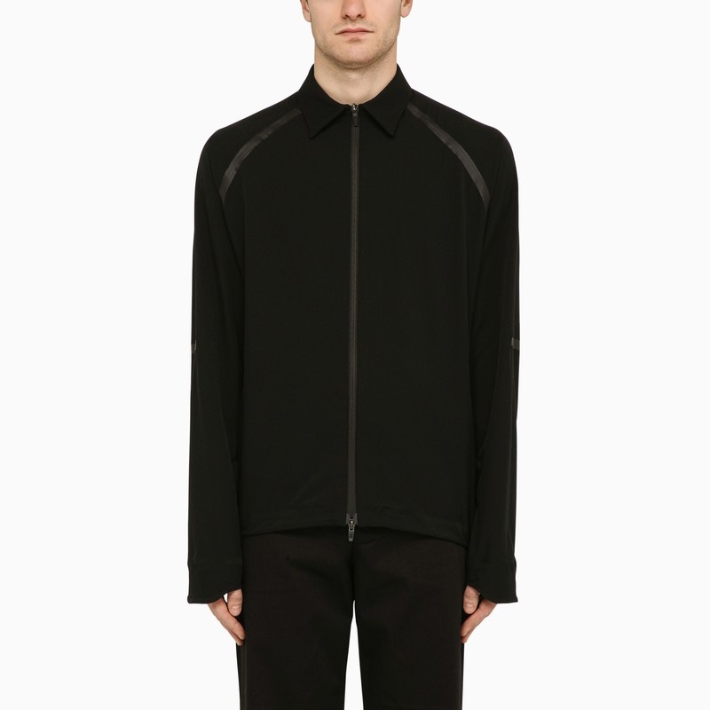 Black zipped shirt in technical fabric - 1