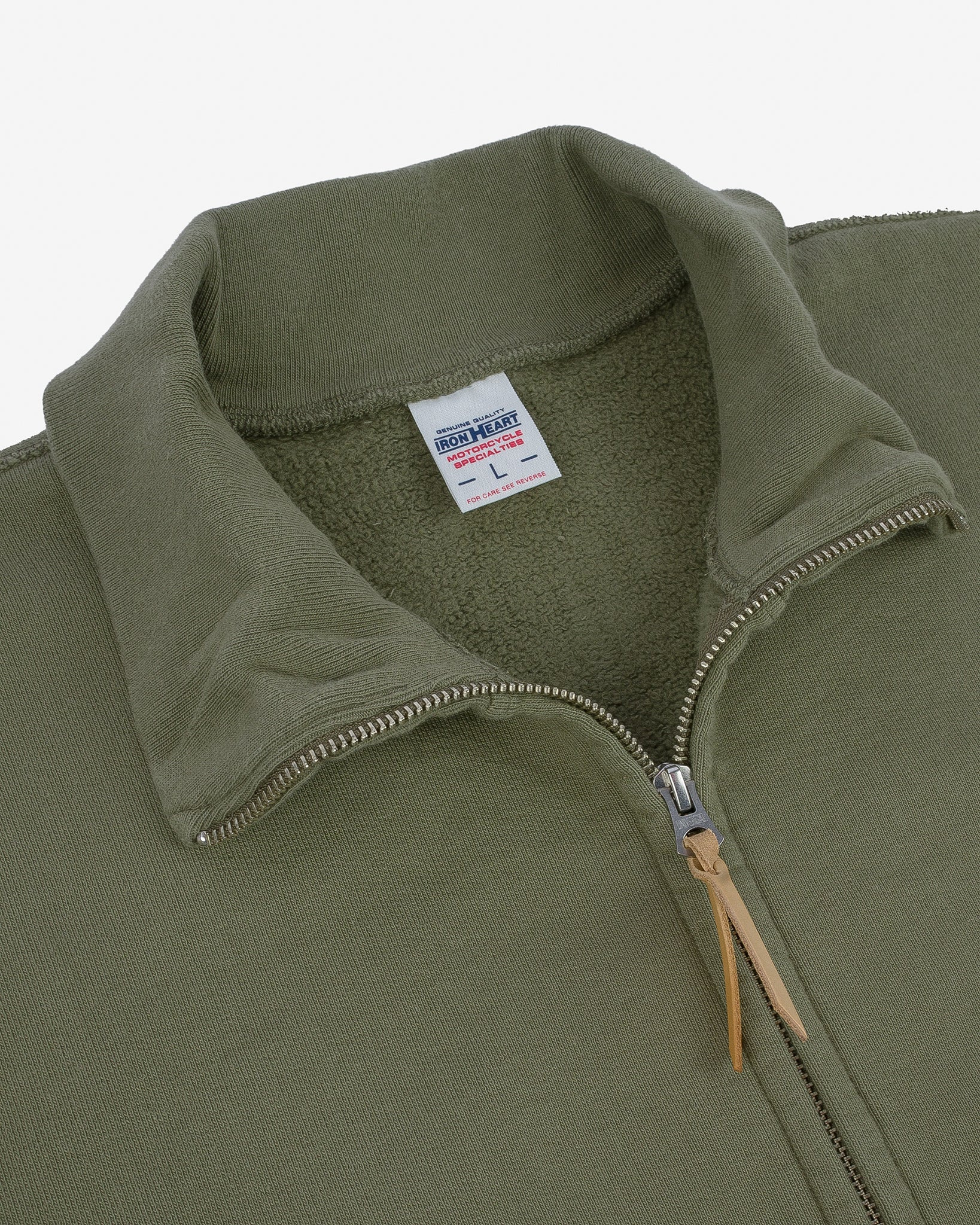 IHSW-11-OLV 14oz Ultra Heavyweight Loopwheel Cotton Zip Up Sweater - Olive Green - 8