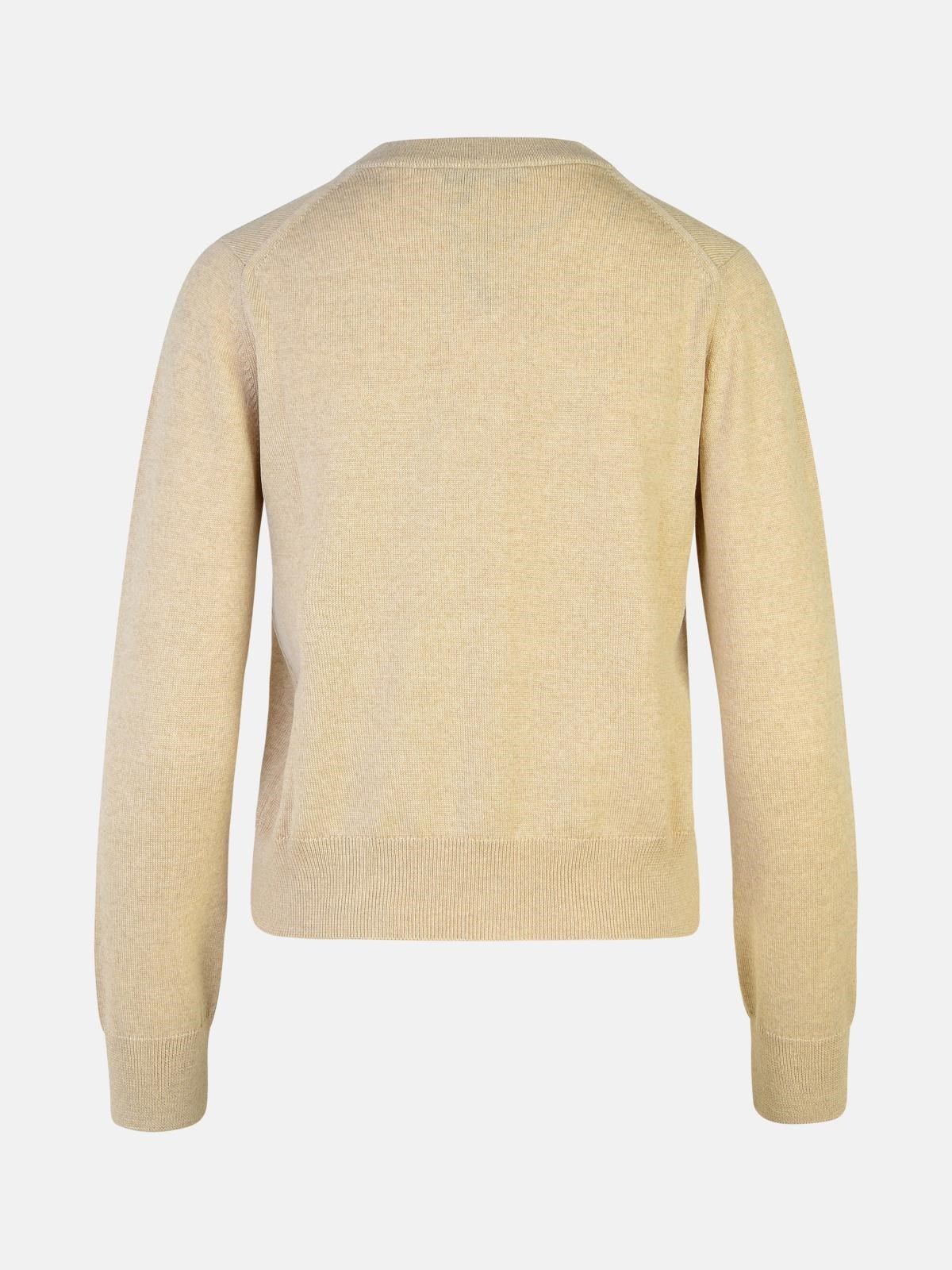 'BOLD FOX HEAD' BEIGE WOOL CARDIGAN - 3