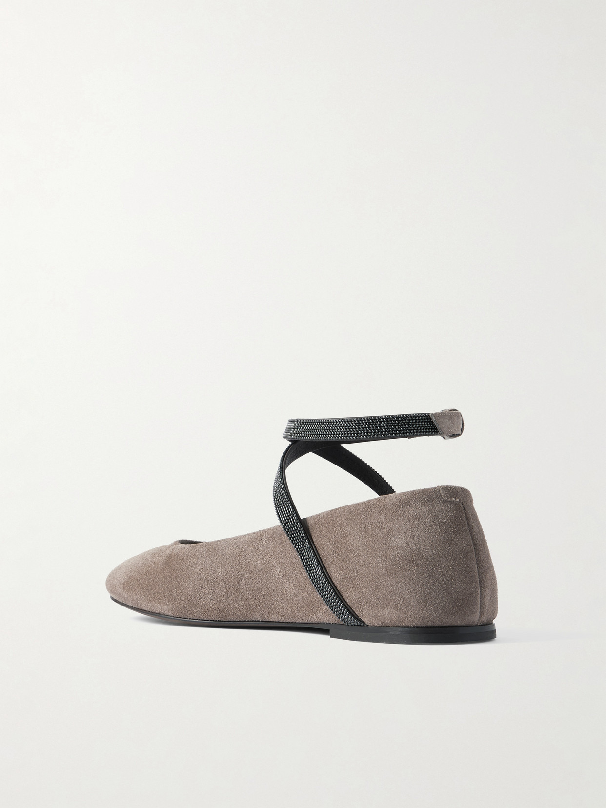 Embellished Suede Ballet Flats - 3