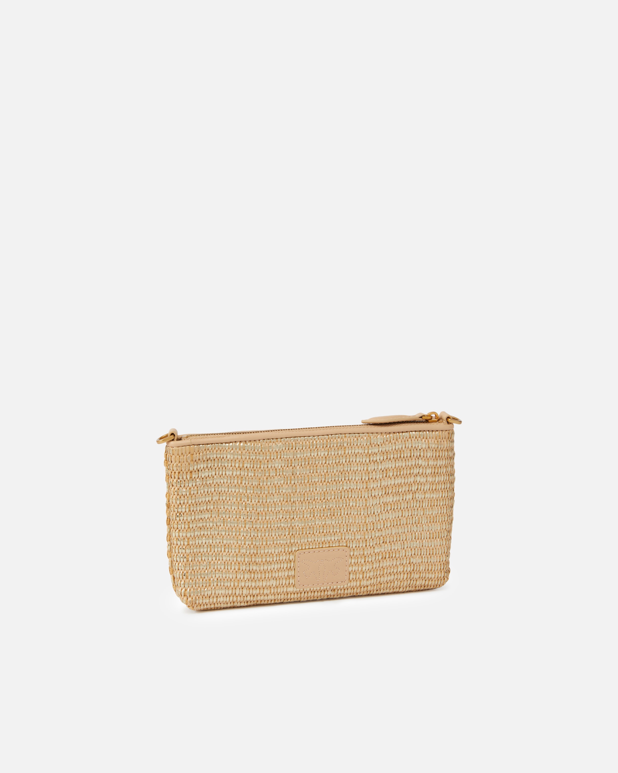 SMALL FLAT LAMINATED RAFFIA HANDBAG WITH SHOULDER STRAP - 2
