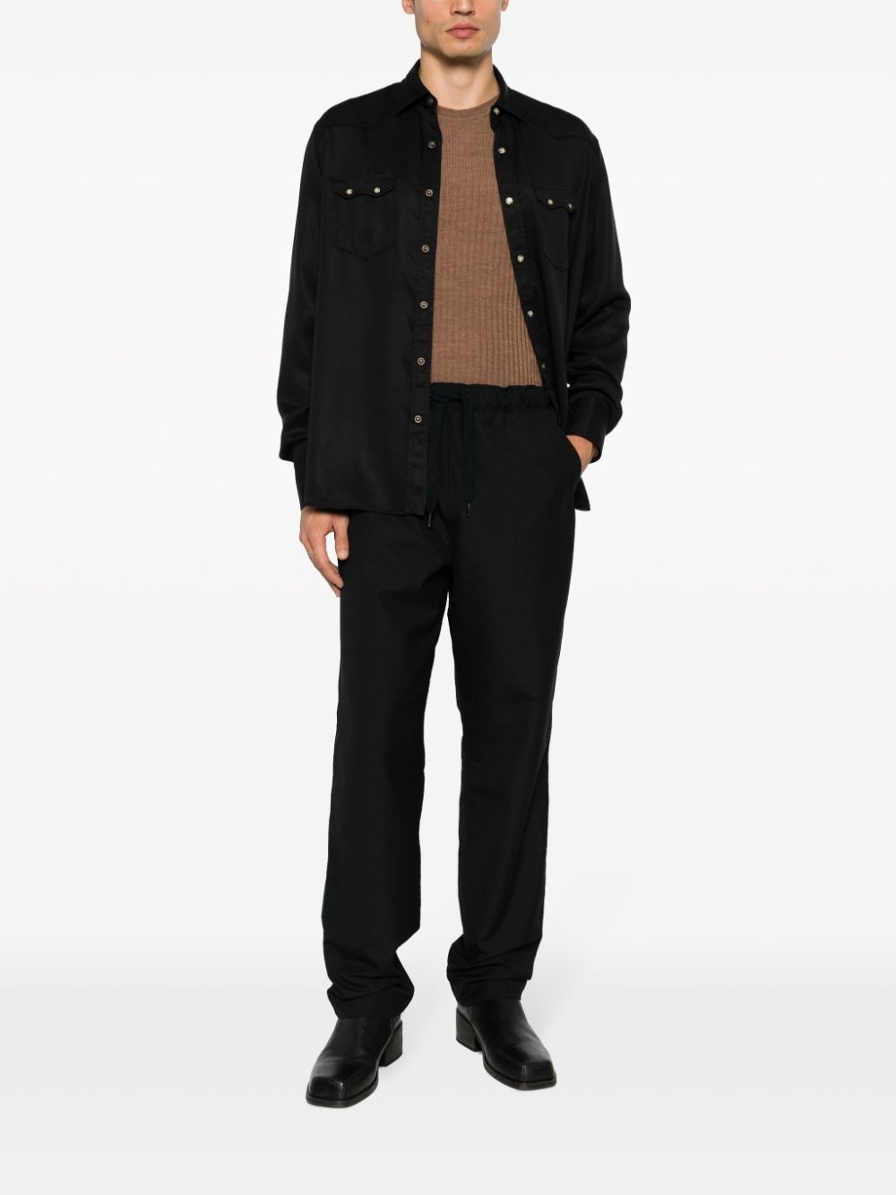 logo-patch straight-leg trousers - 2