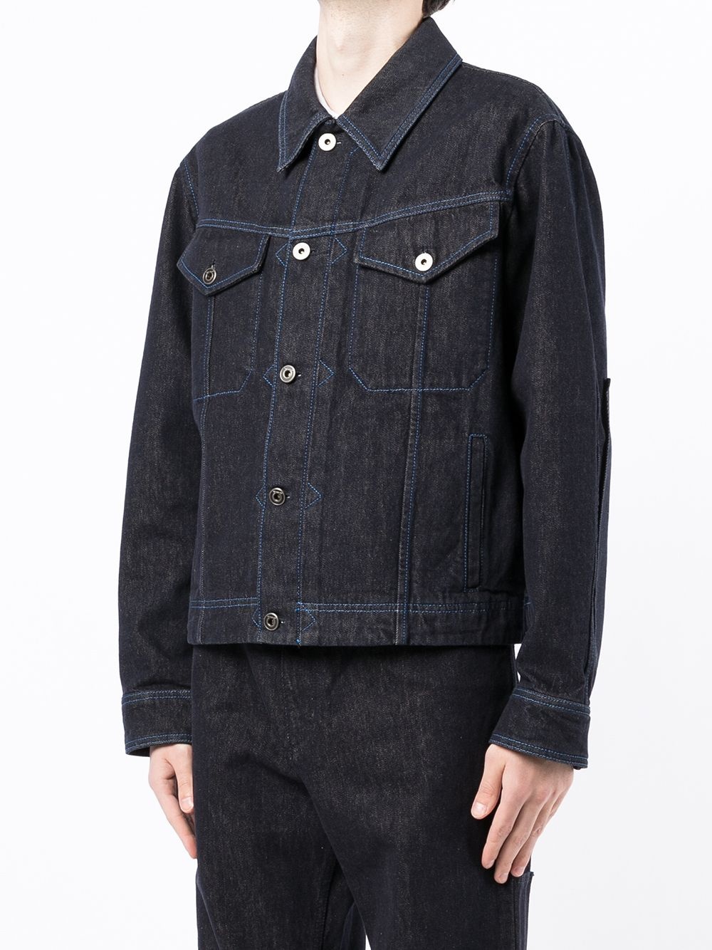 contrast-stitch denim jacket - 3