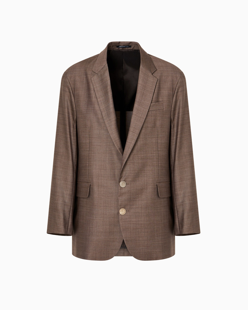 BASKETWEAVE-EFFECT SUPER 130’S VIRGIN-WOOL CANVAS BLAZER 1