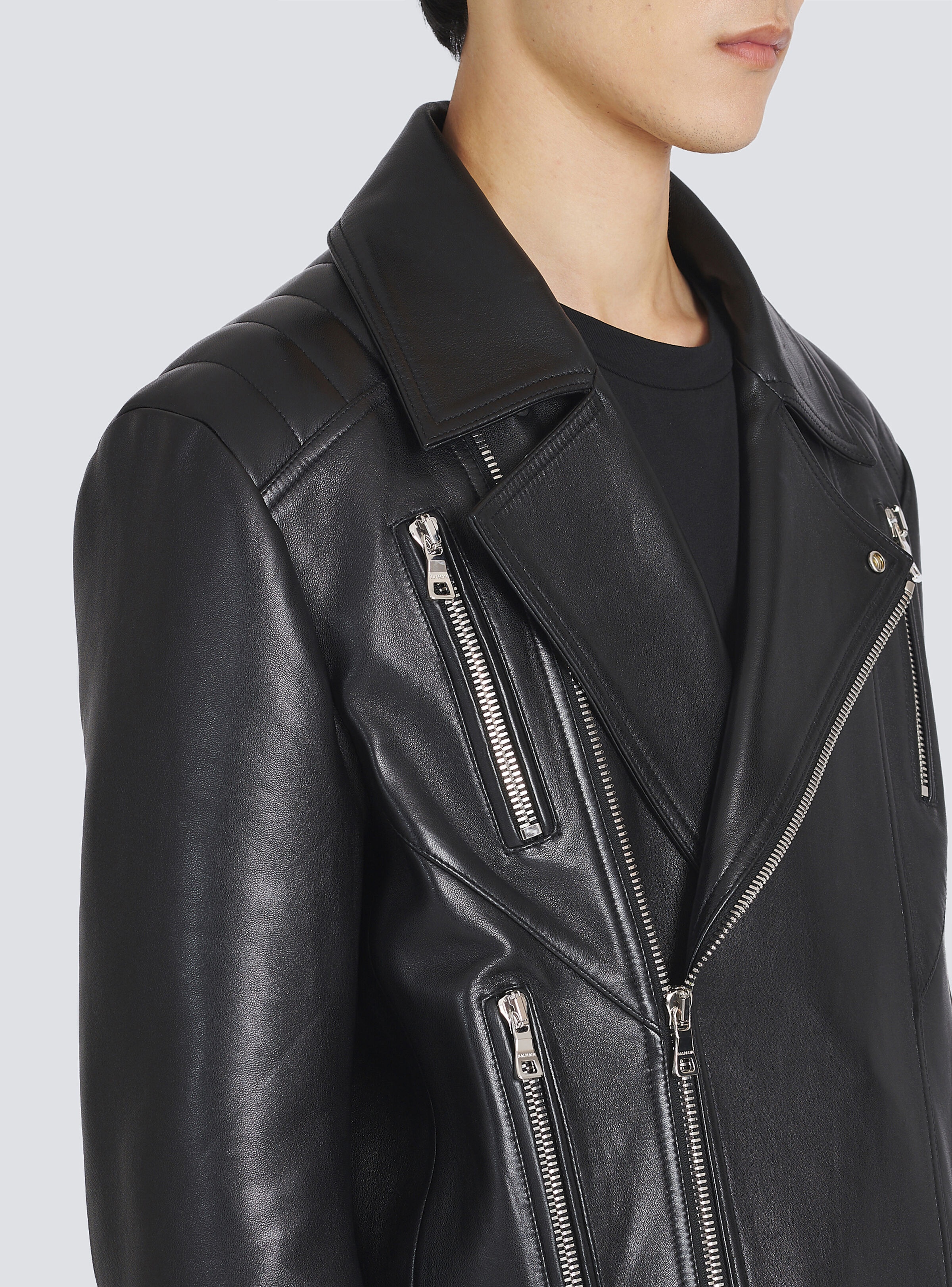 Leather biker jacket - 8
