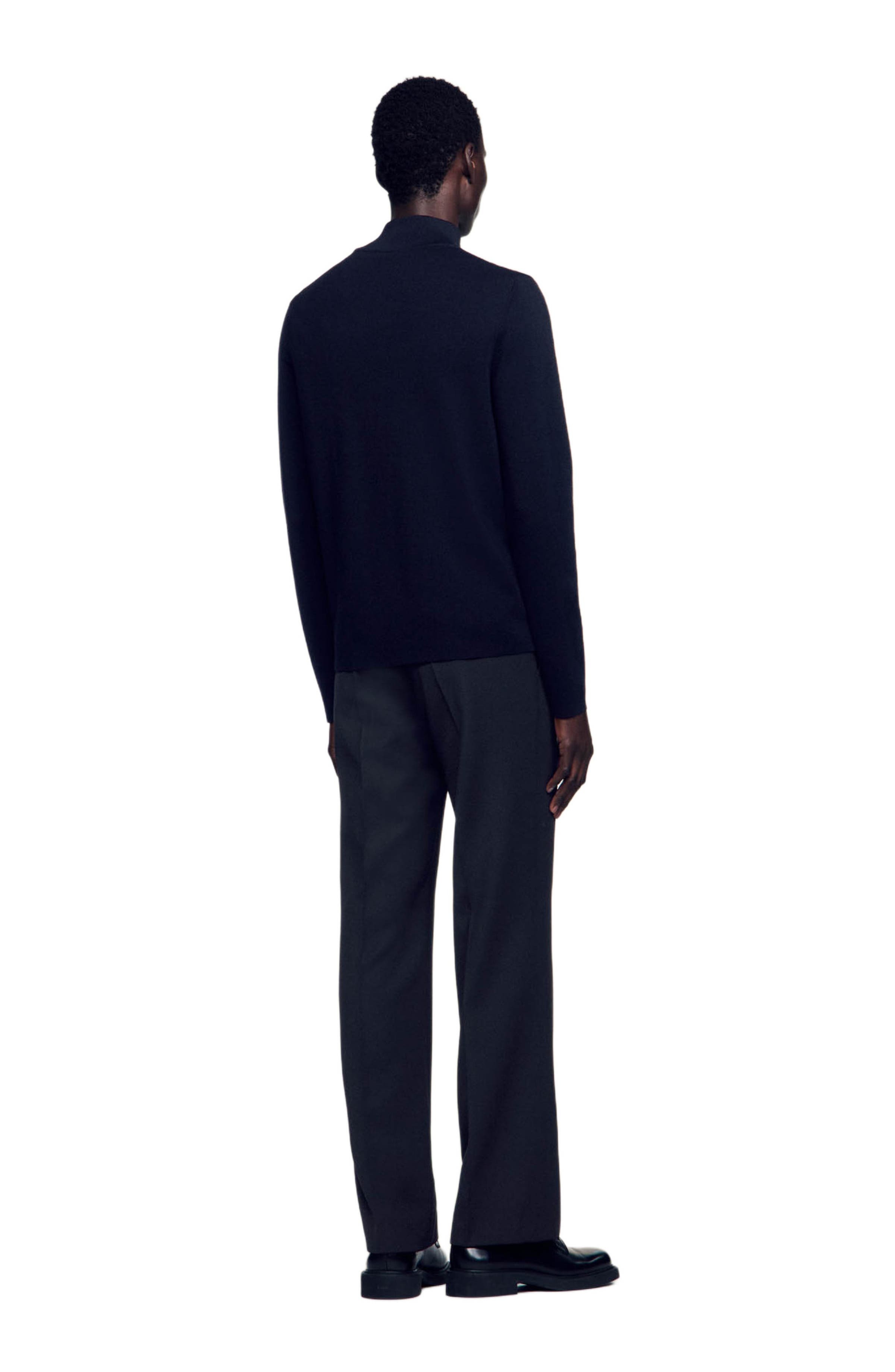 SANDRO Half Zip Wool Sweater in Carbon Black at Nordstrom - 2