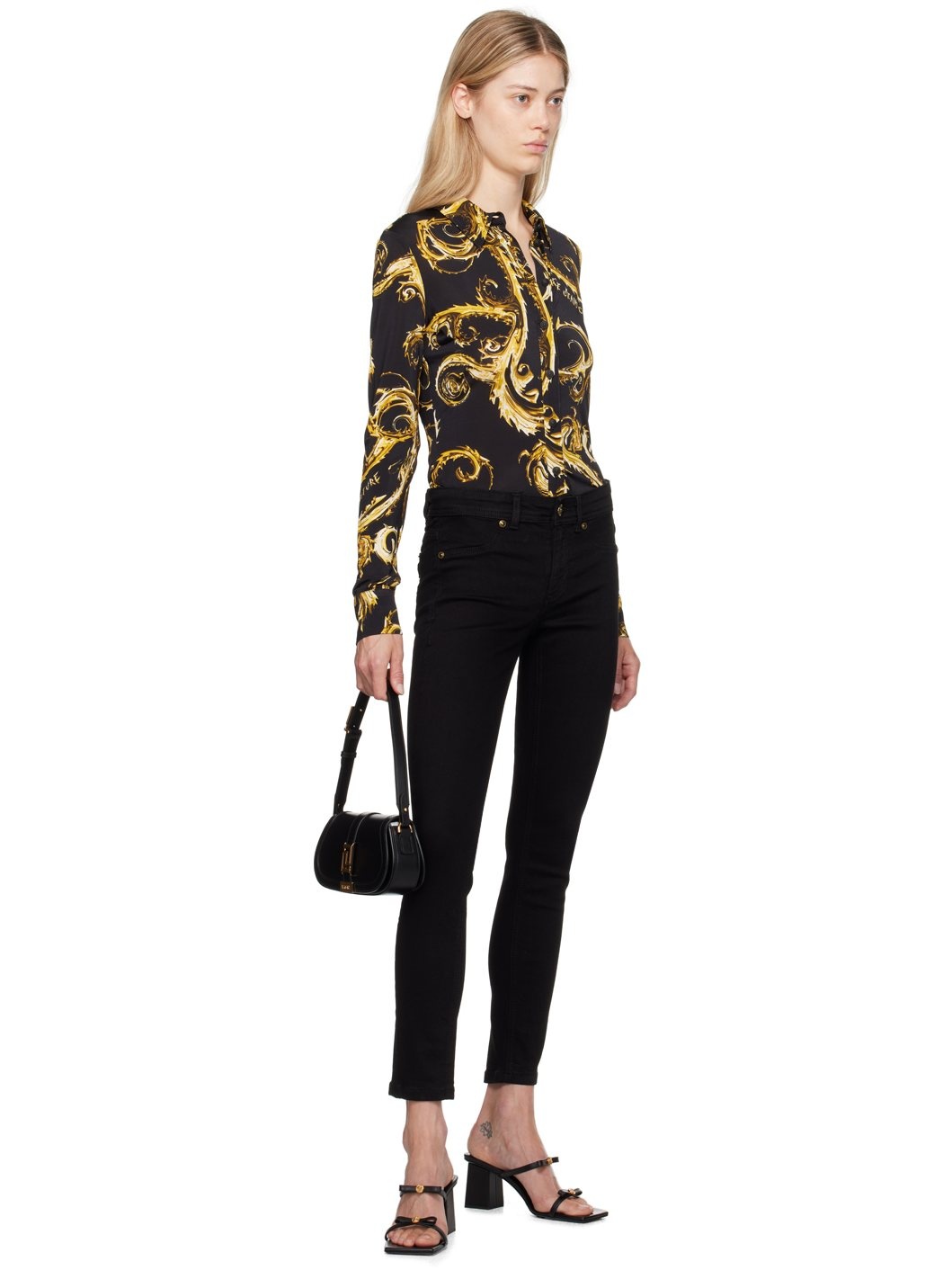 Black & Gold Chromo Couture Fluid Shirt - 5