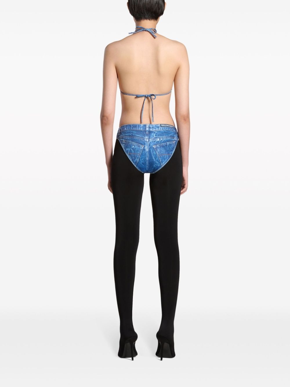 Trompe l'Oeil denim-effect bikini - 3