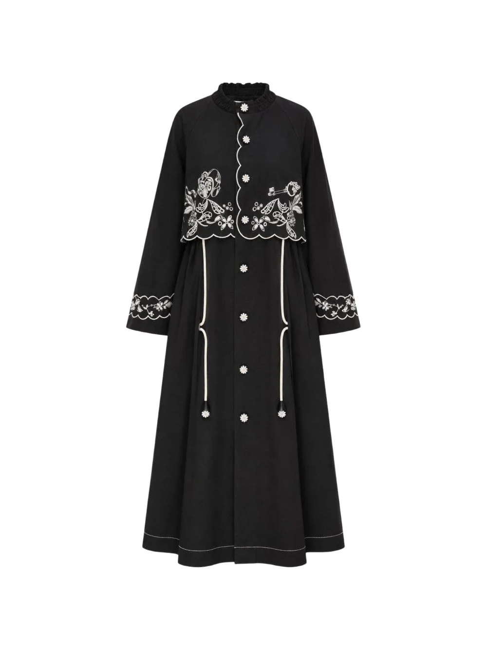 embroidered layered-design coat - 1