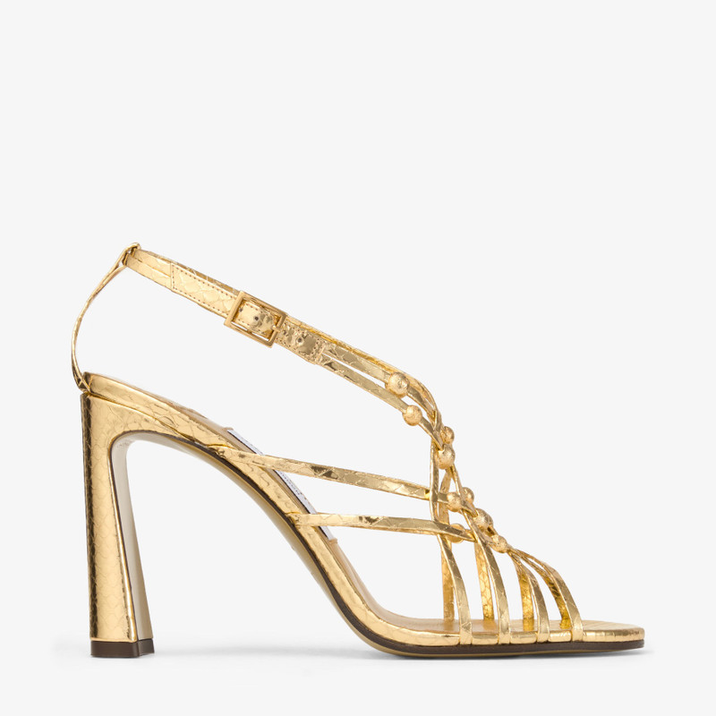 Felice 95 Light Gold Candy Wrap Leather Sandals with Domes 1