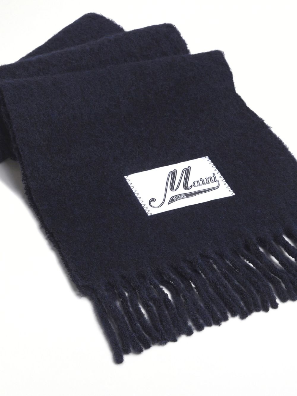 logo-patch fringe scarf - 2