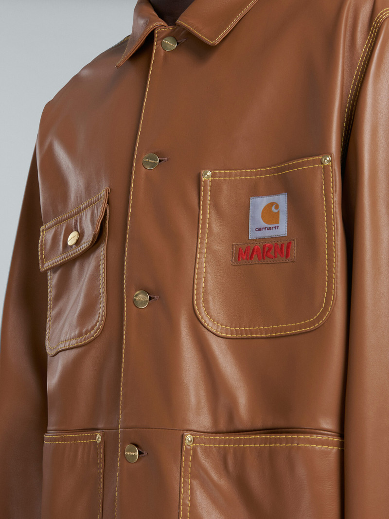 MARNI X CARHARTT WIP - BROWN LEATHER JACKET 5