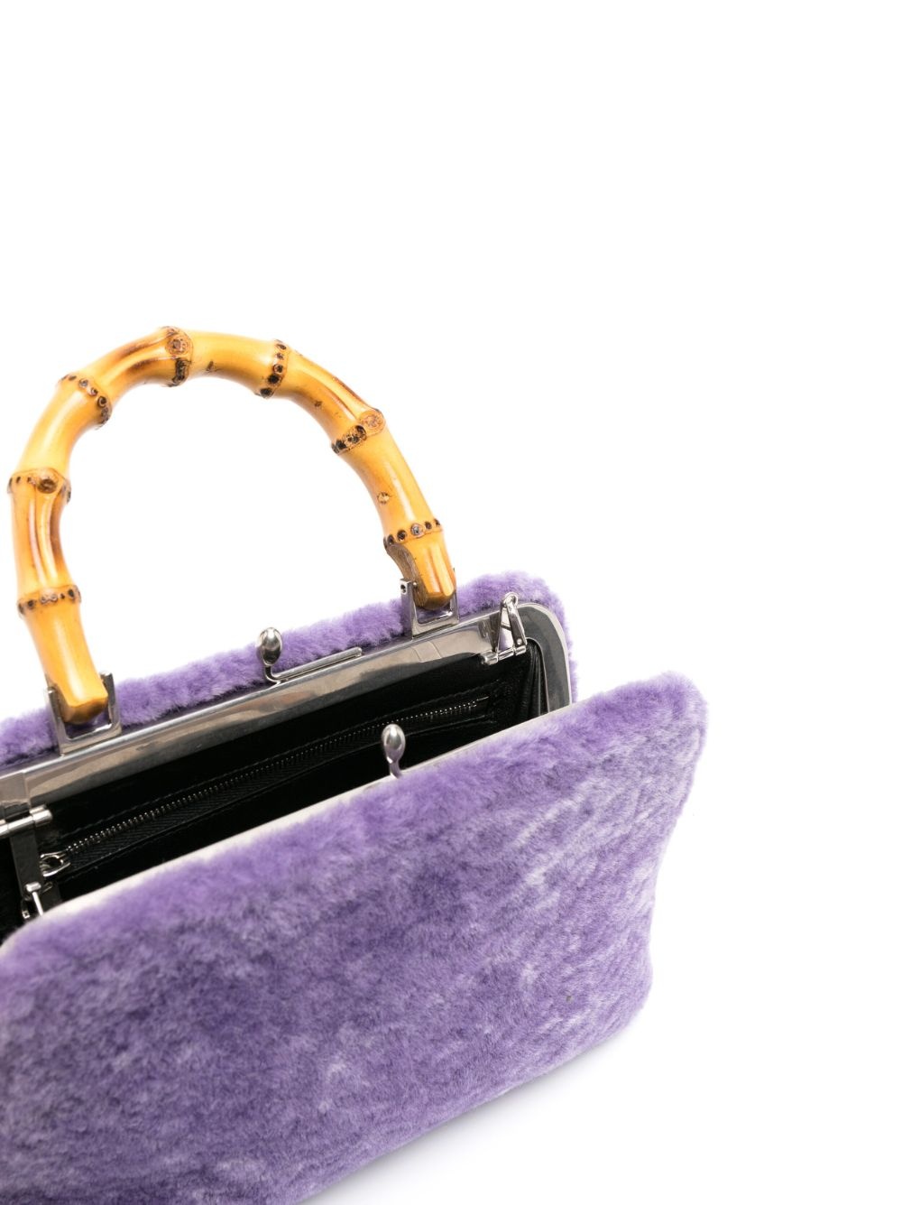 mini Goji bamboo-handle shearling bag - 6