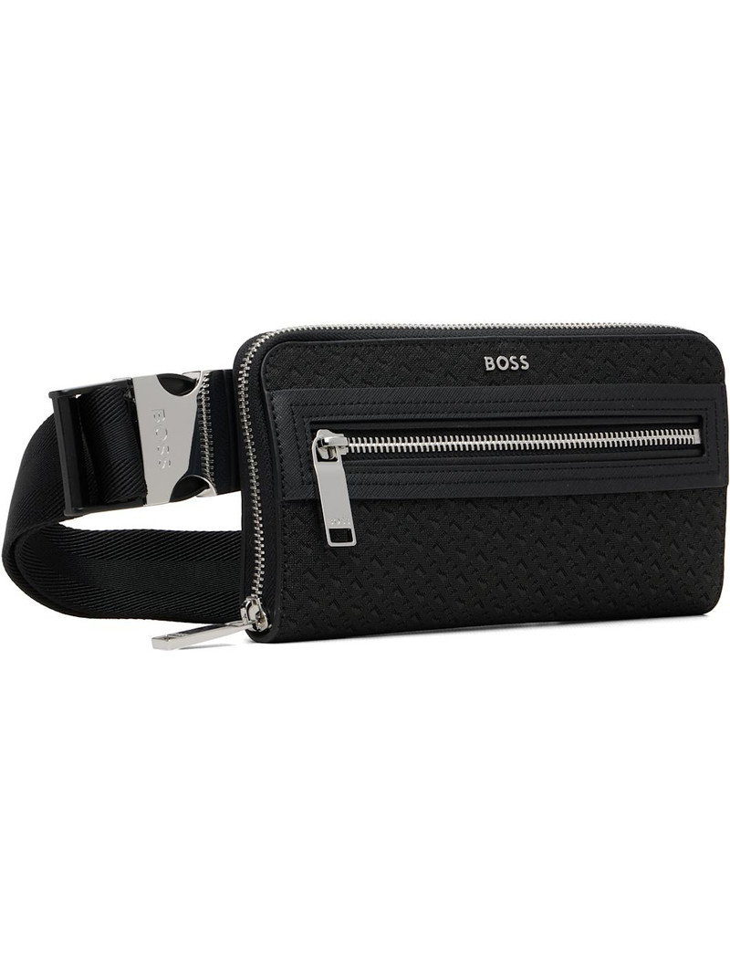 BOSS Black Bonded Leather Belt Bag outlook