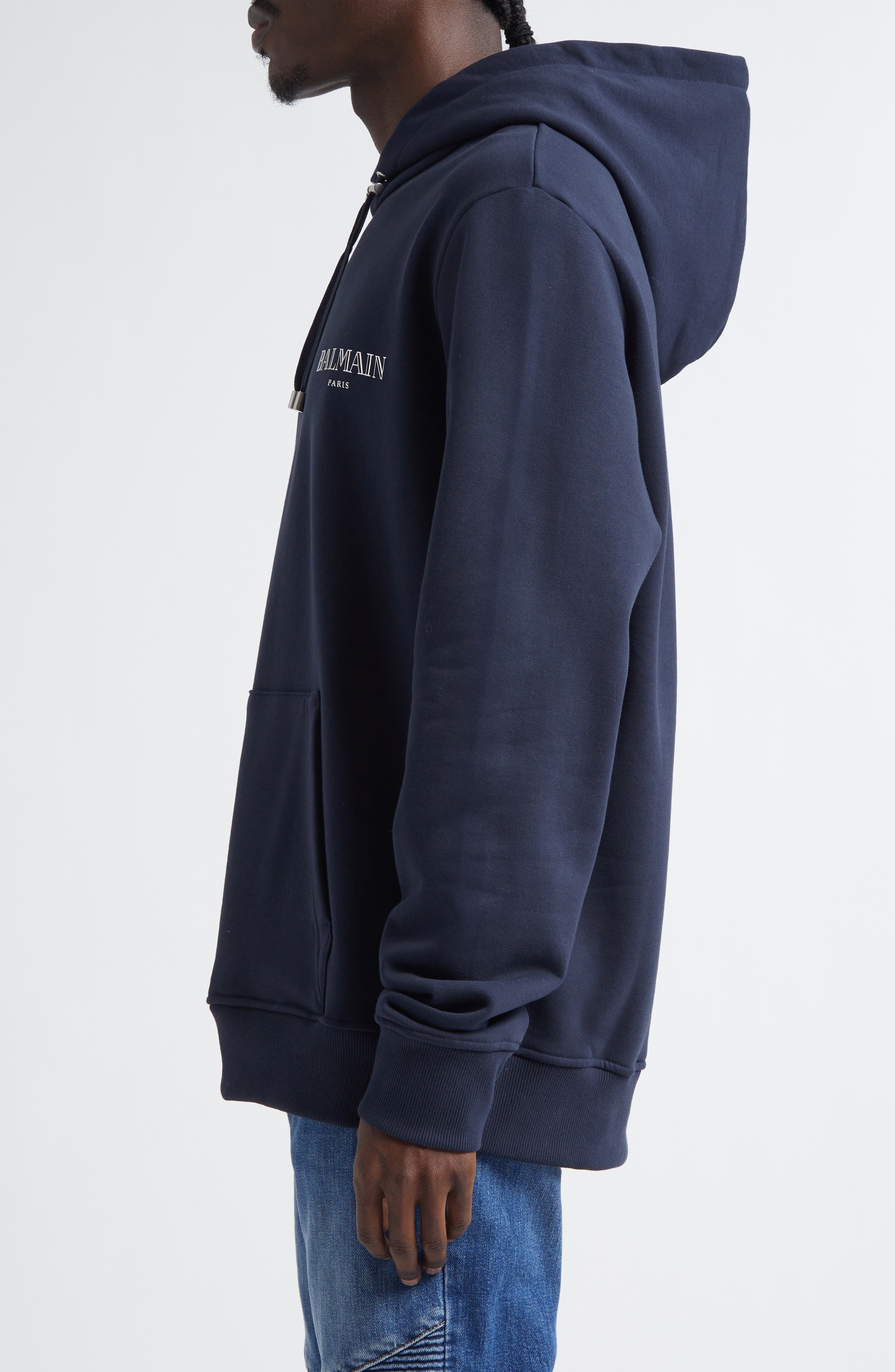 Balmain Gel Logo Hoodie in Navy/Multi at Nordstrom - 3
